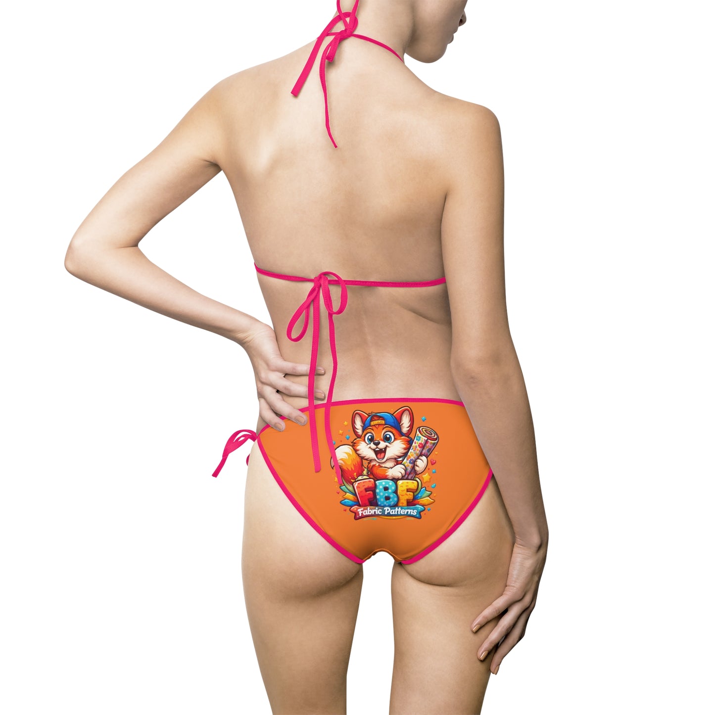 Retro Cartoon Chipmunk Orange Tie-Side Bikini