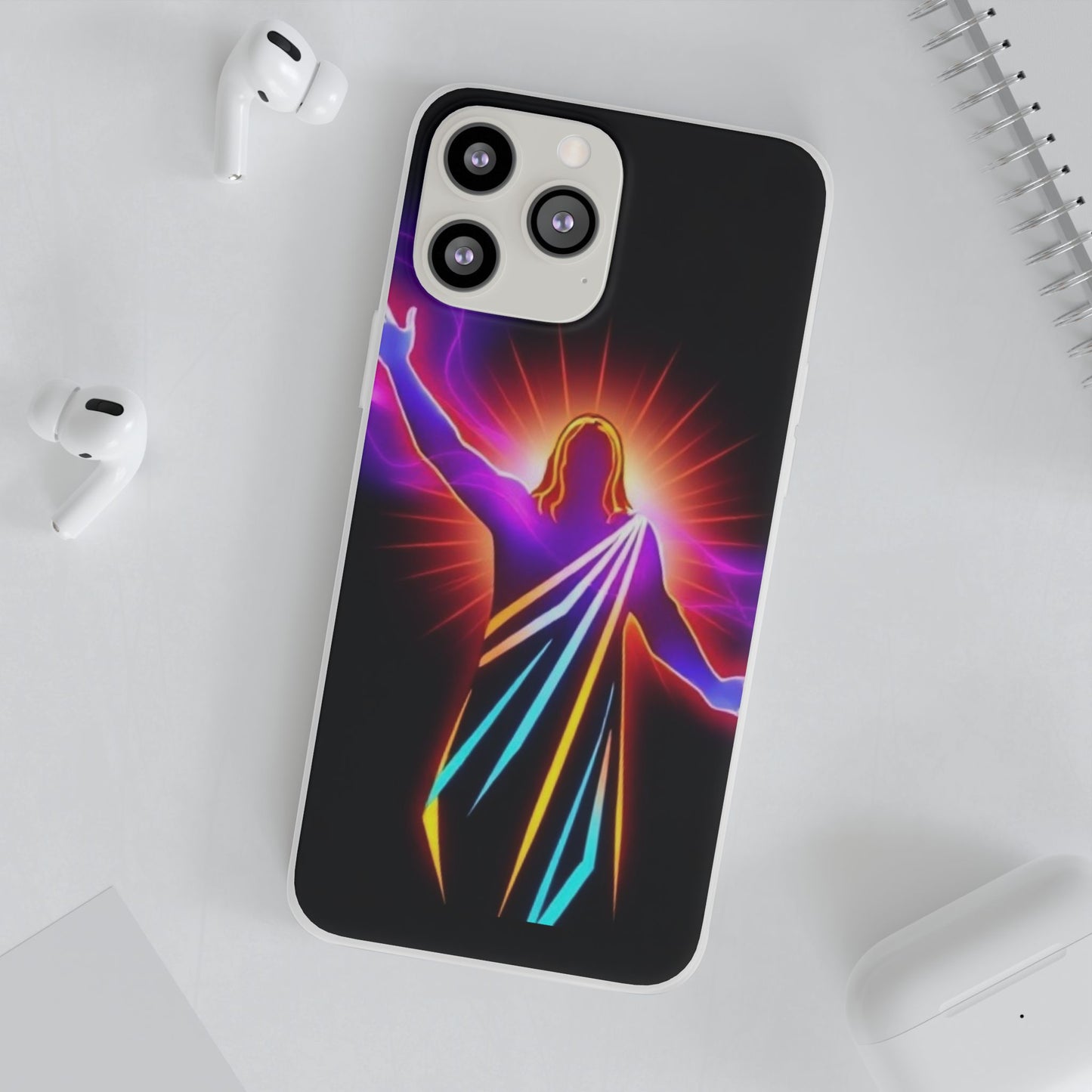 Inspirational Jesus Flexi Case - Colorful Phone Cover for Spiritual Connection