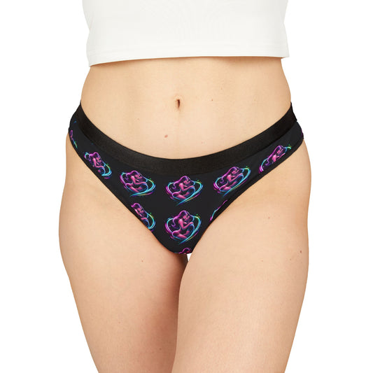 Neon Rose Heart Thong — Women's Floral Lingerie