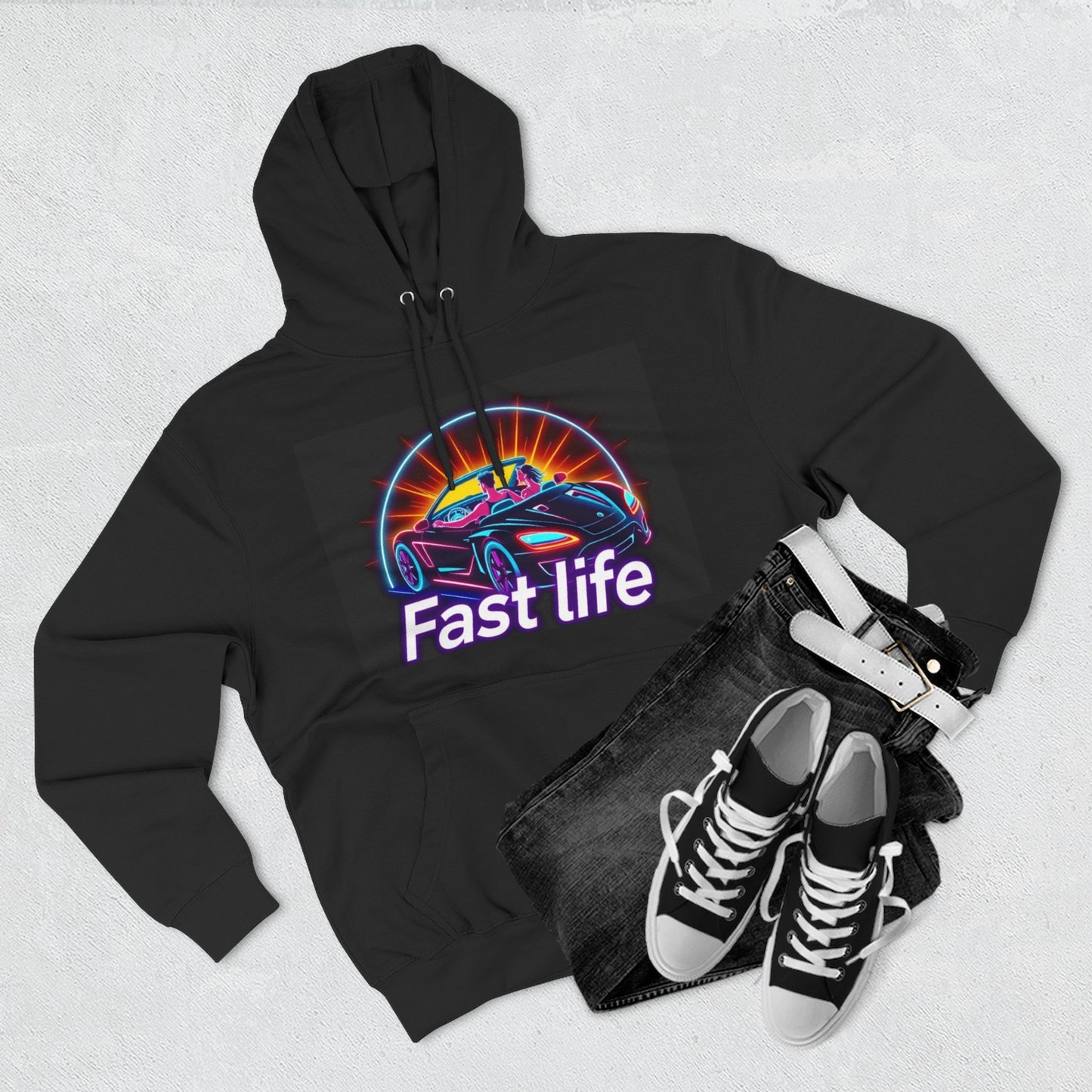 Fast Life Fleece Hoodie for Car Enthusiasts