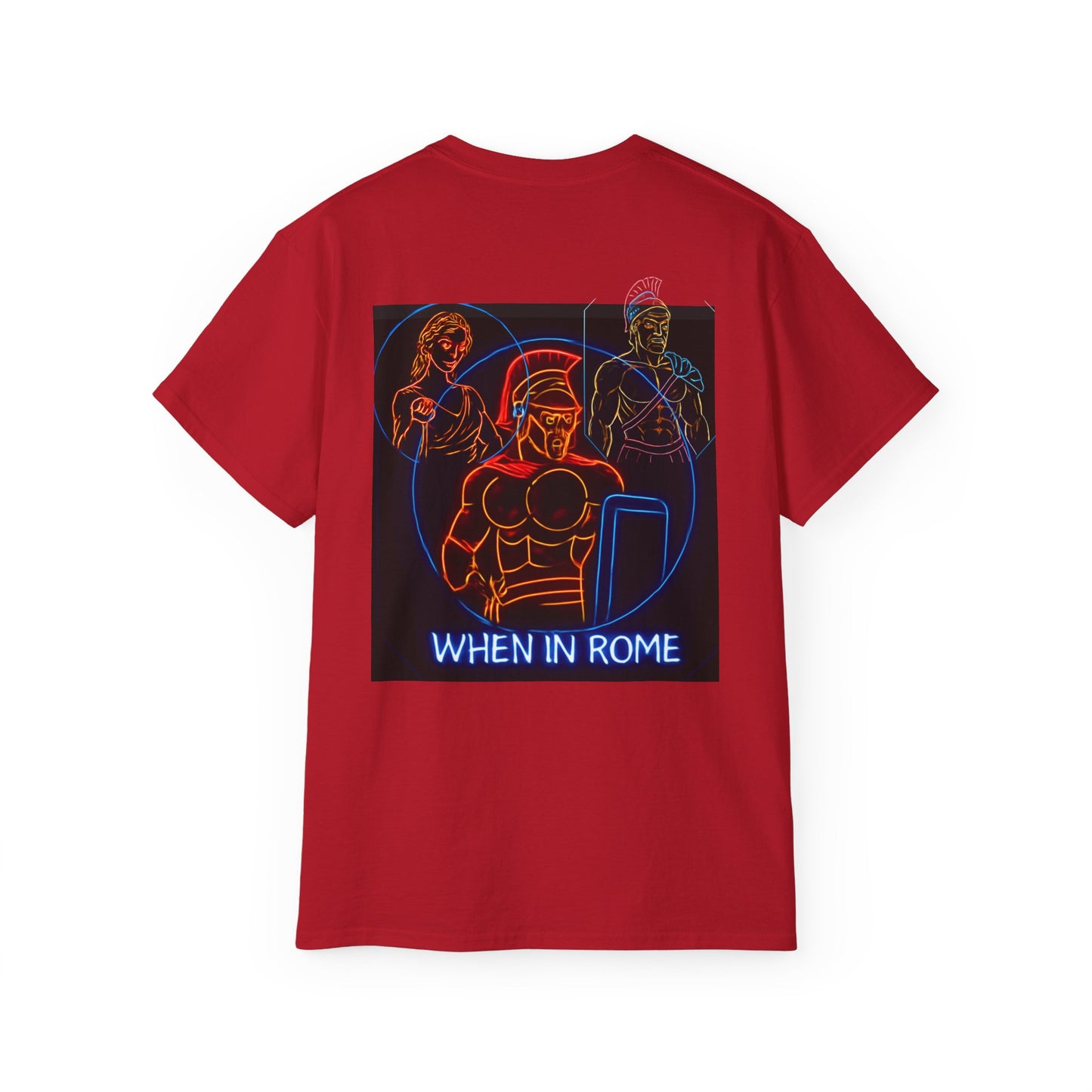 When in Rome Neon Graphic Tee - Roman Gladiator & Colosseum Vintage Style