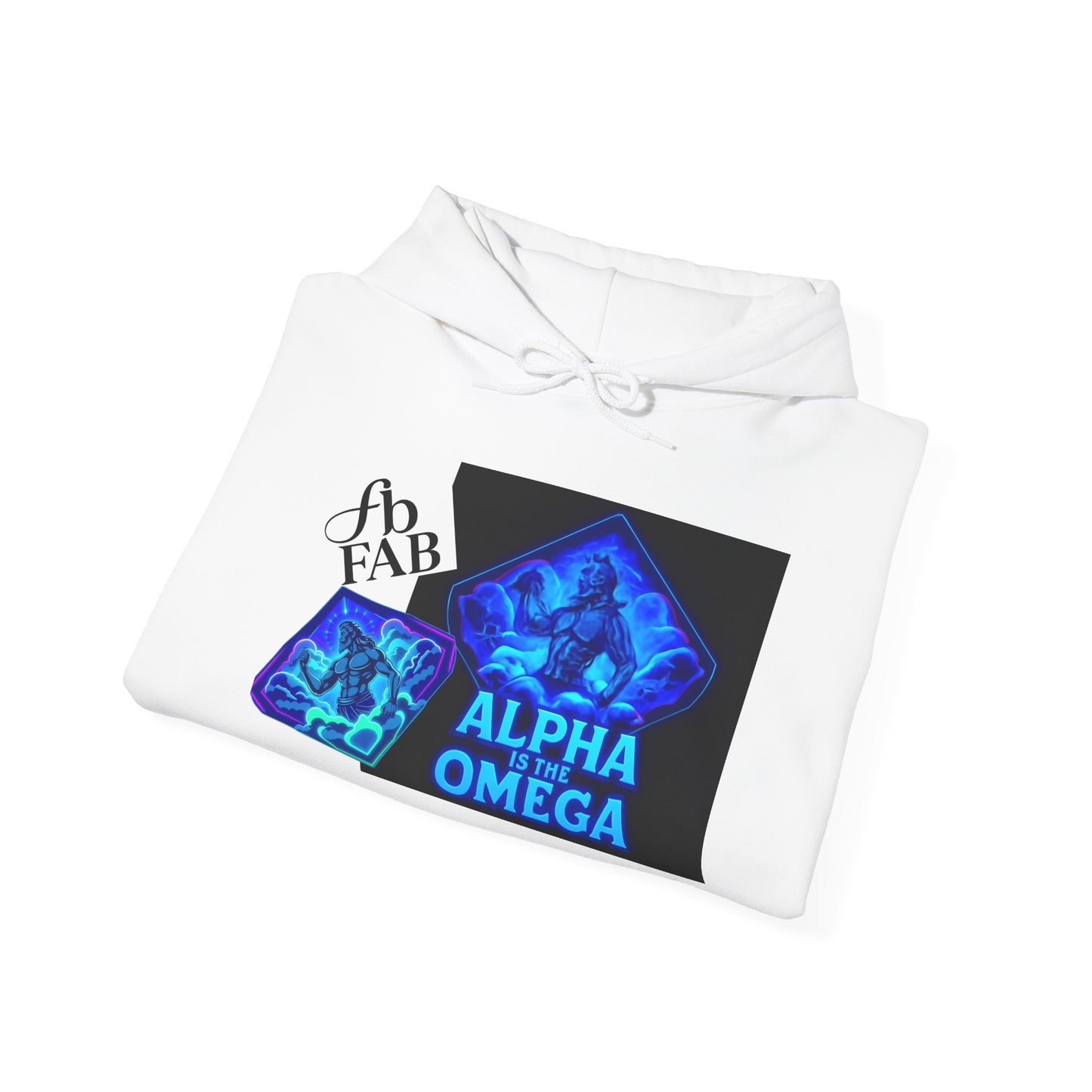 Alpha is the Omega Graphic Hoodie — Blue Retro Logo Pullover