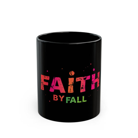 Colorful Faith Black Mug - 11oz/15oz, Inspirational Coffee Cup for Fall, Motivational Gift, Unique Drinkware, Holiday Present