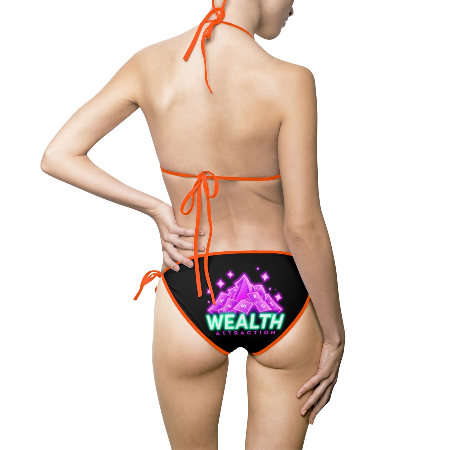 Wealthy Vibes Women's Bikini Swimsuit, Bold Summer Swimwear, Beach Party Outfit, Poolside Fashion, Vacation Ready Swim Set