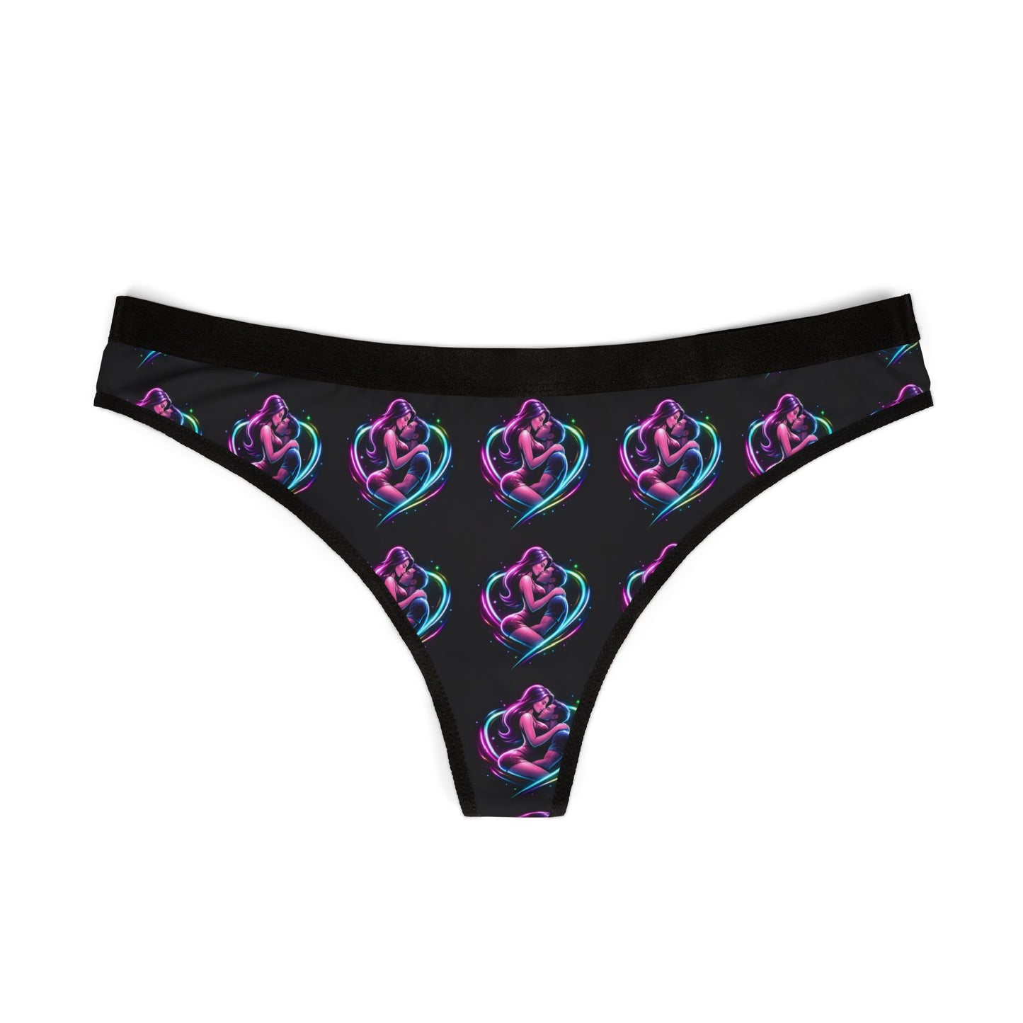 Neon Rose Heart Thong — Women's Floral Lingerie