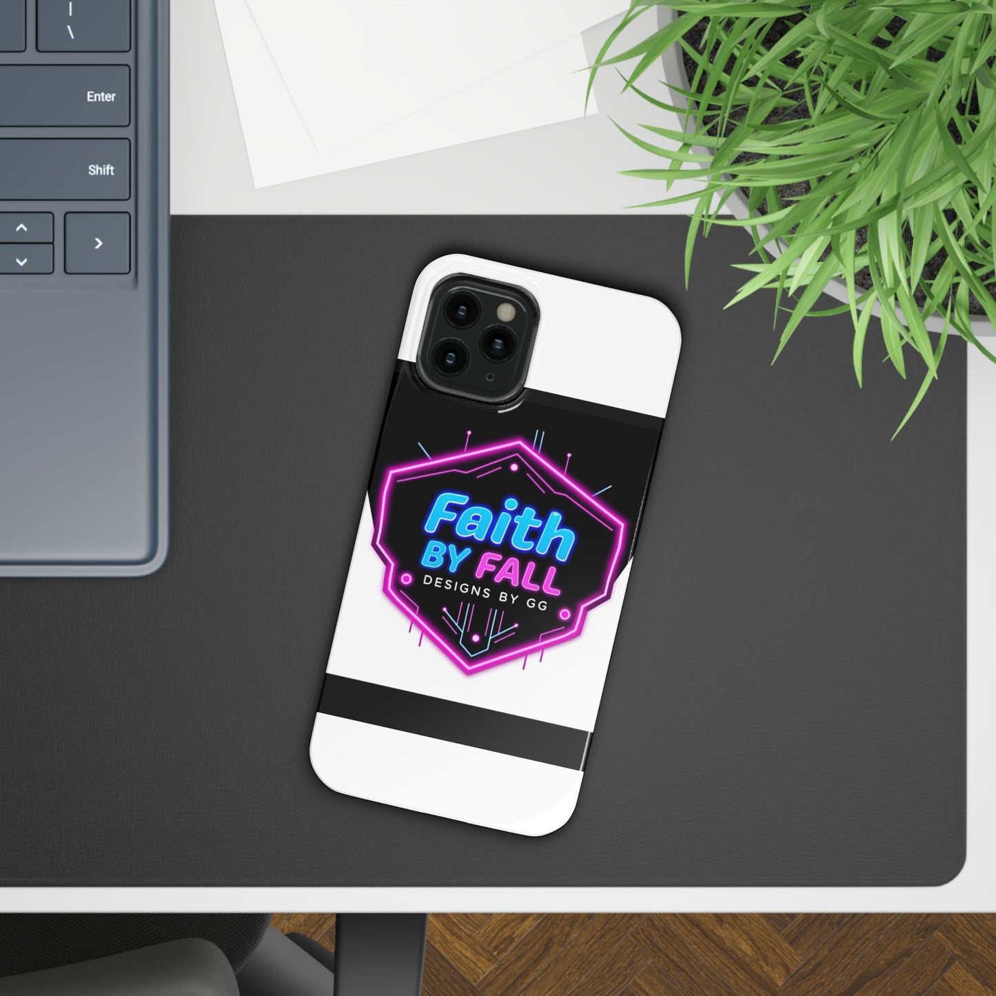 Faith by Fall Slim Phone Case - Neon Design for Tech Enthusiasts