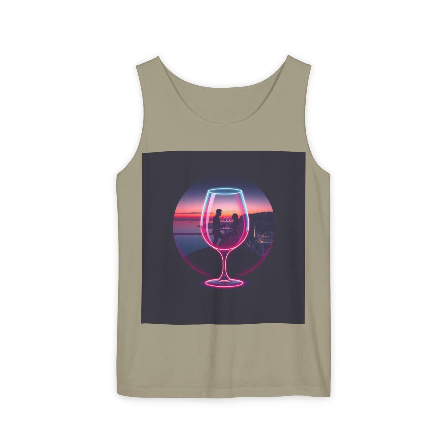 Sunset Vibes Tank Top, Casual Summer Wear, Beach Apparel, Wine Lover Gift, Travel Fashion