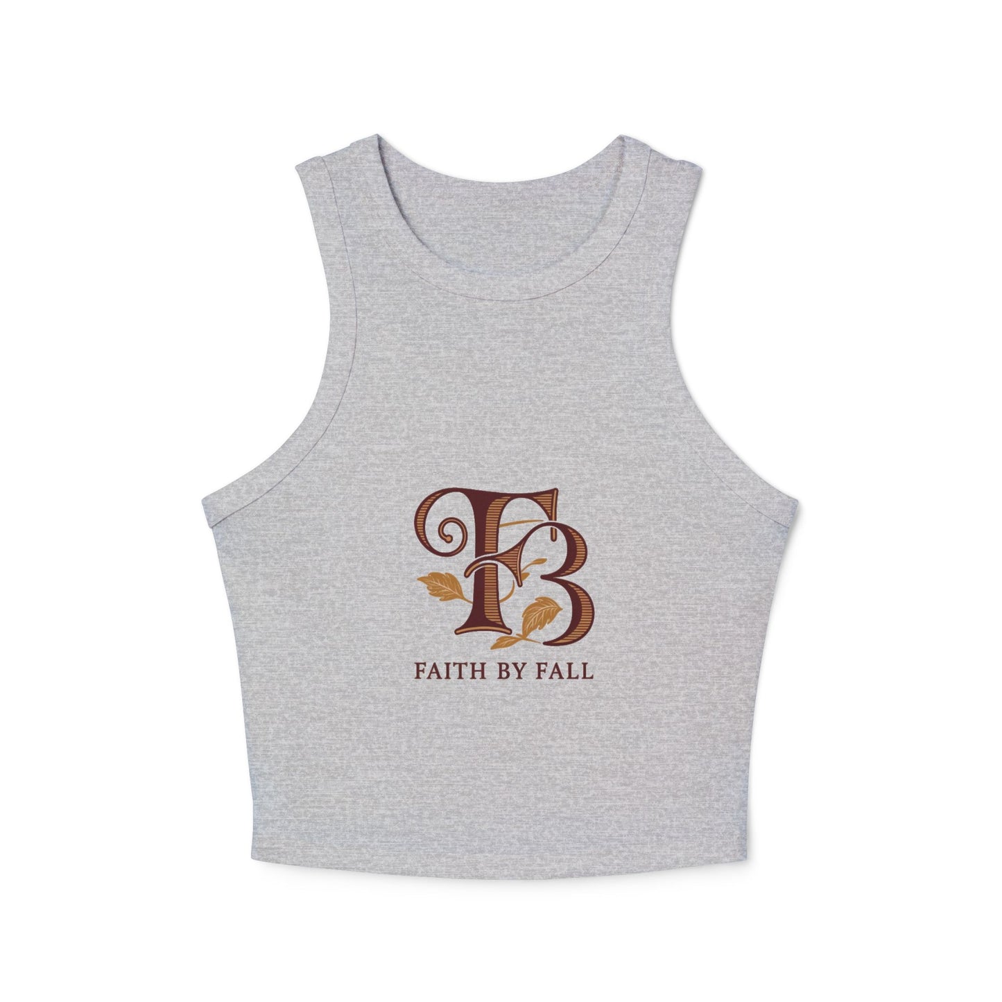 Faith By Fall Women's Micro Rib Racer Tank Top, Inspirational Workout Top, Autumn Fashion, Casual Summer Wear, Gift for Her