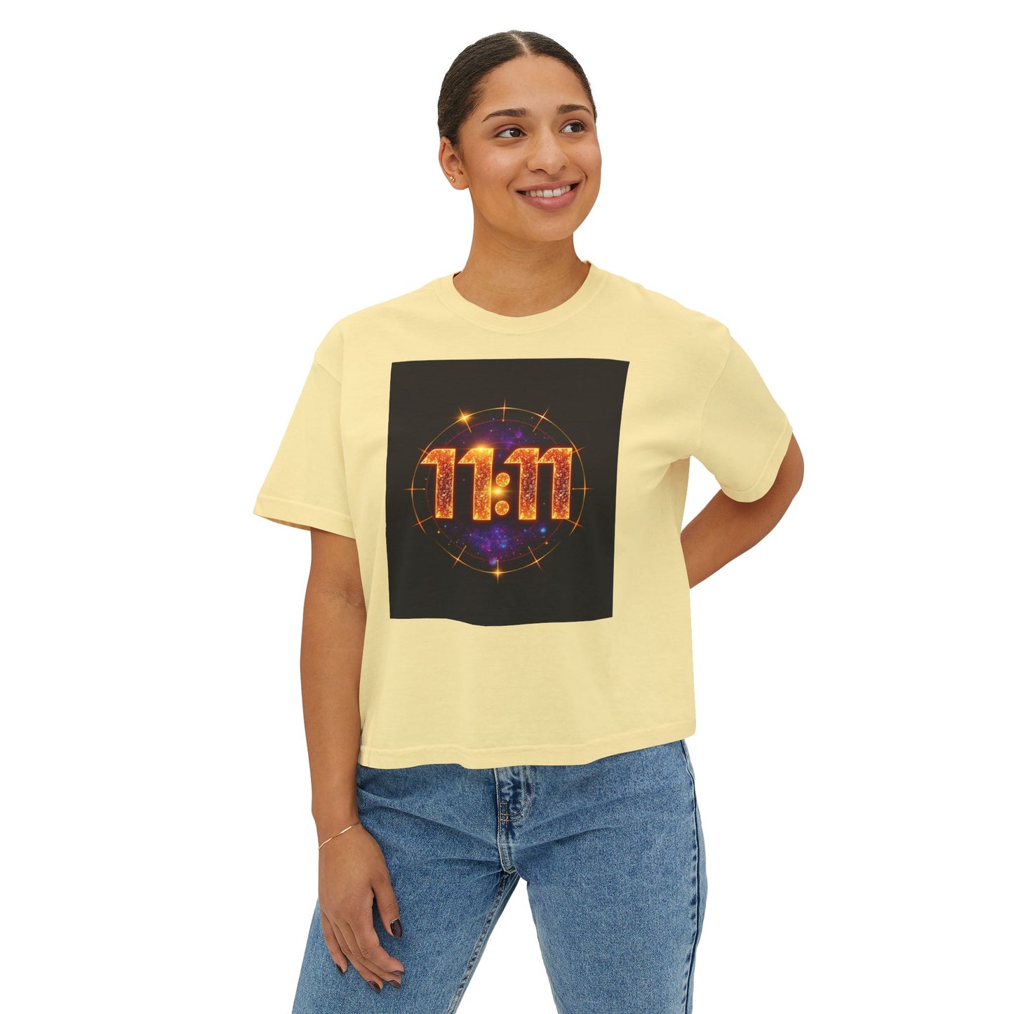 Cosmic 11:11 Women's Boxy Tee - Spiritual Vibes, Astrology Gift, Trendy Summer Tee, Comfortable Everyday Wear
