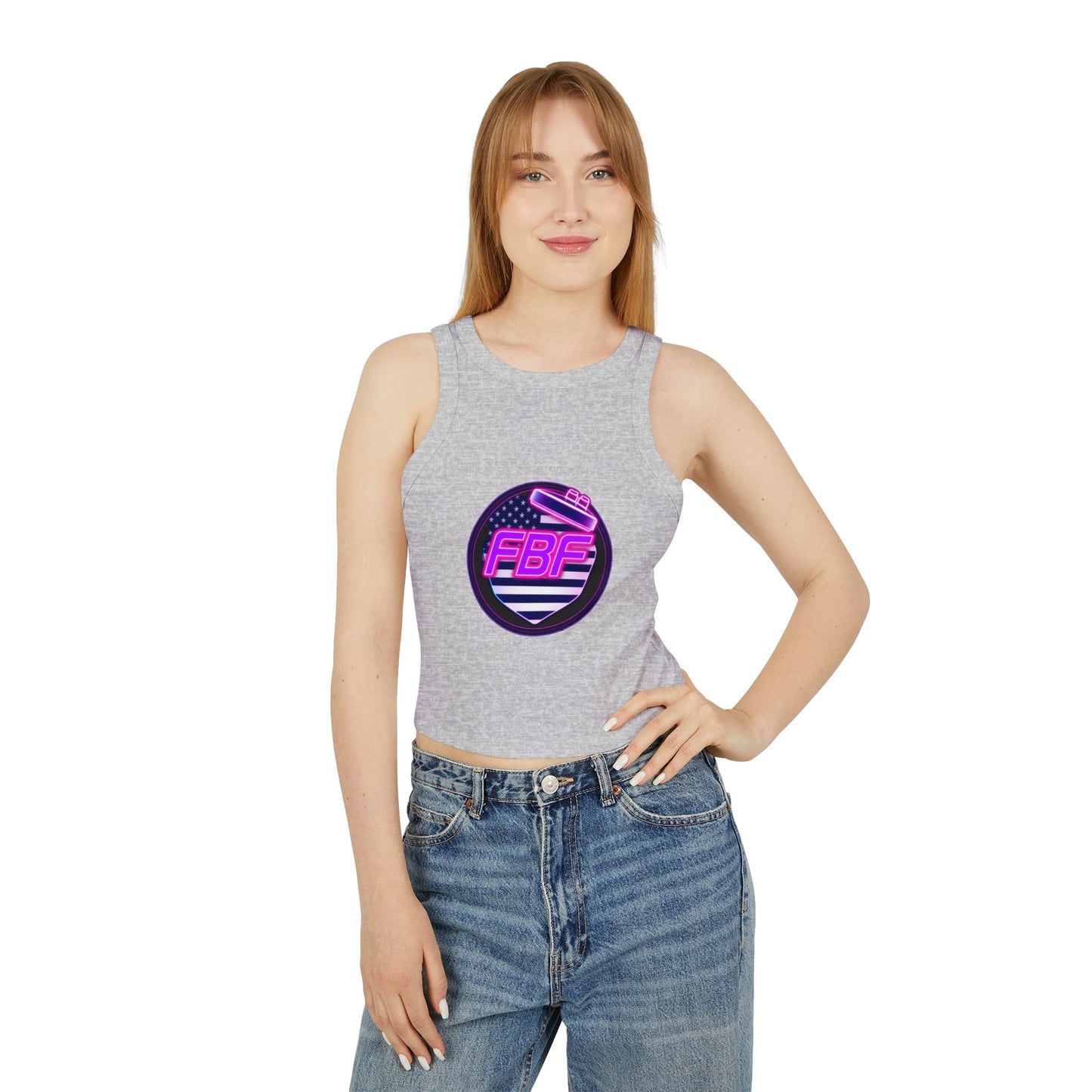 FBF Women's Micro Rib Racer Tank Top, Summer Top, Athletic Wear, Casual Outfit, Gift for Her, Workout Apparel