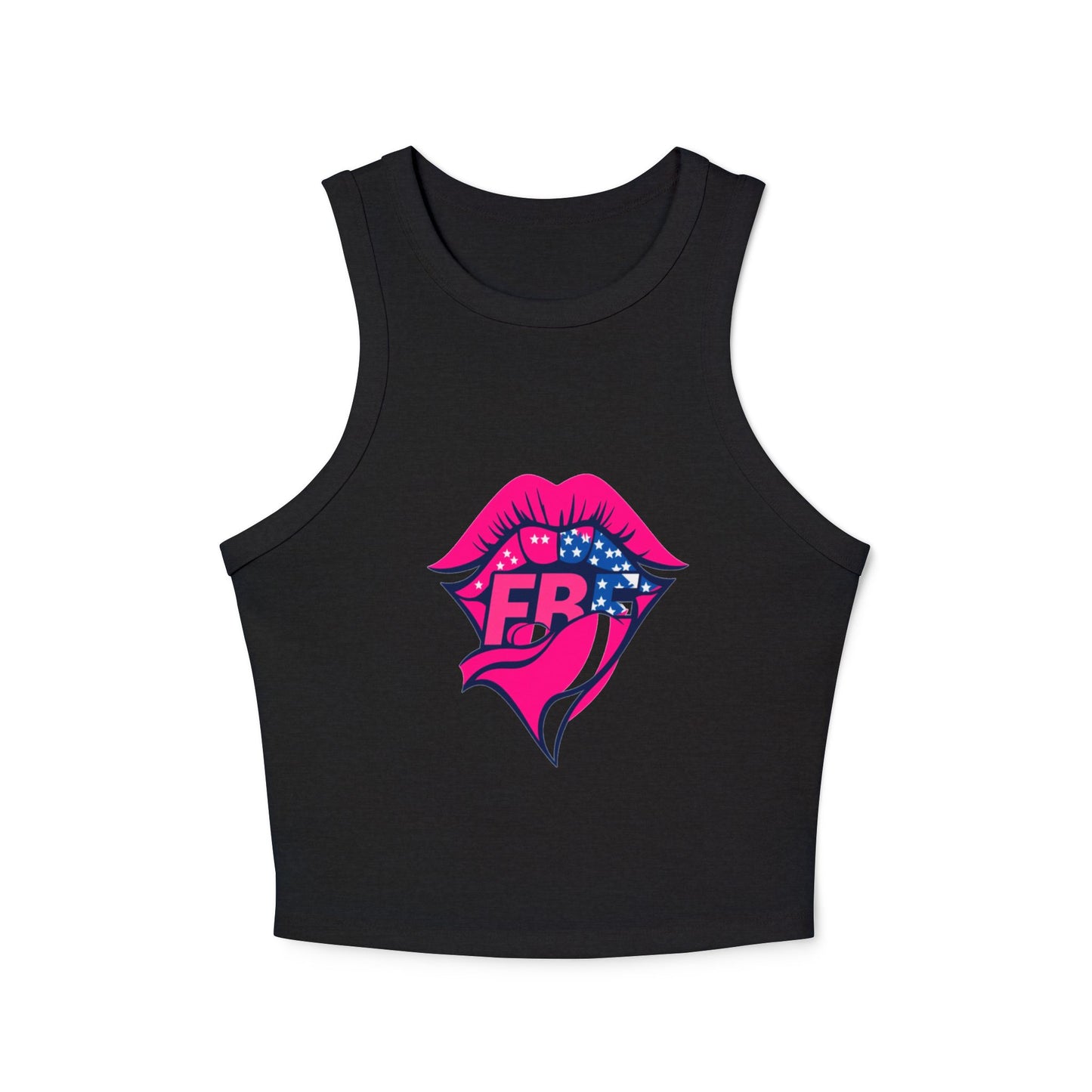 Trendy Women's Ribbed Racer Tank Top, Casual Summer Top, Graphic Crop Tank, Festival Wear, Cute Workout Shirt