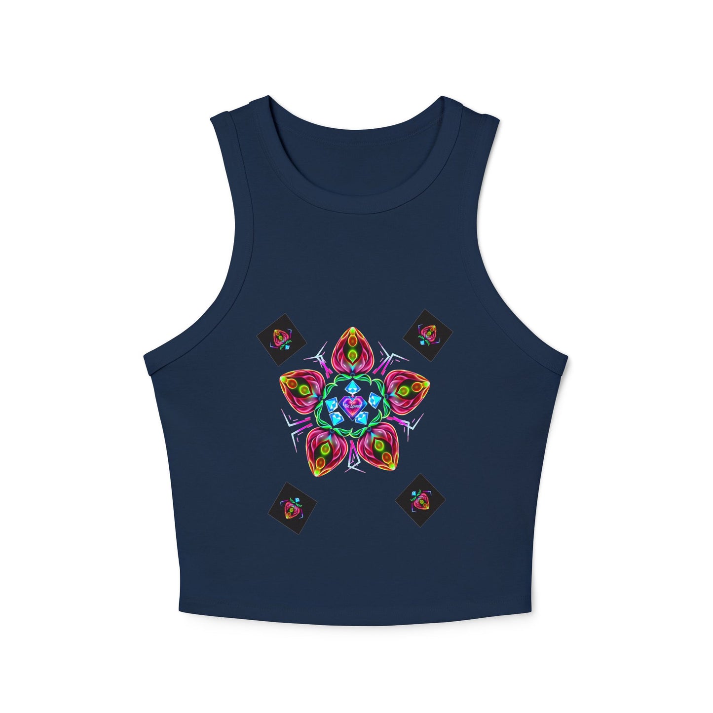 Colorful Graphic Racer Tank Top, Vibrant Summer Top, Festival Apparel, Boho Chic, Casual Wear, Perfect for Concerts, Gift Idea