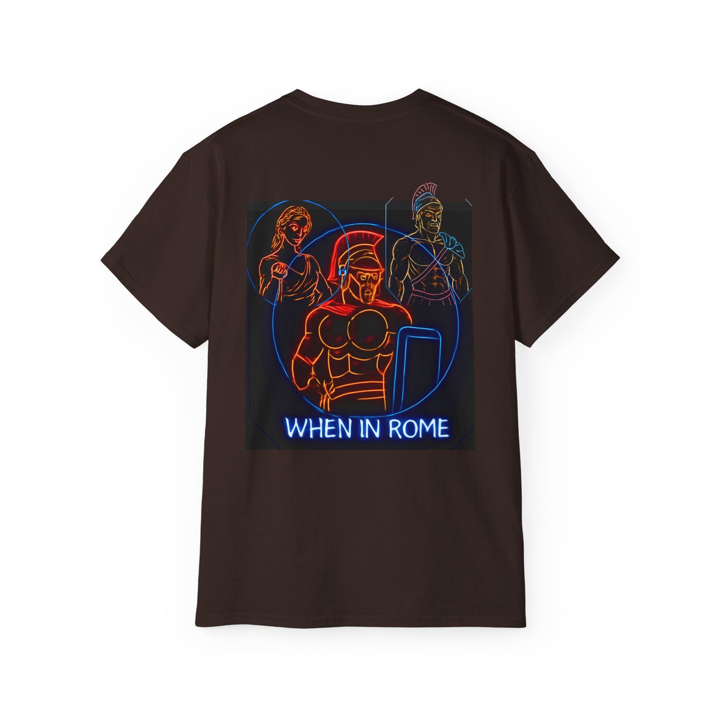 When in Rome Neon Graphic Tee - Roman Gladiator & Colosseum Vintage Style