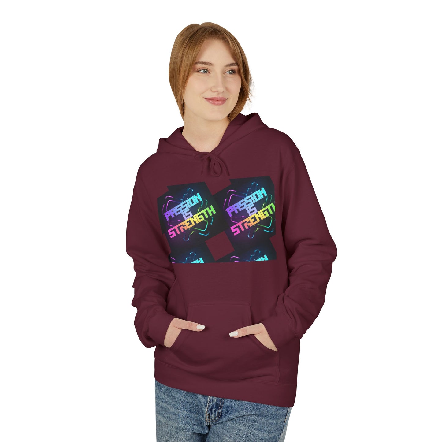 Passion is Strength Graphic Hoodie — Retro Rainbow Tombstone Design