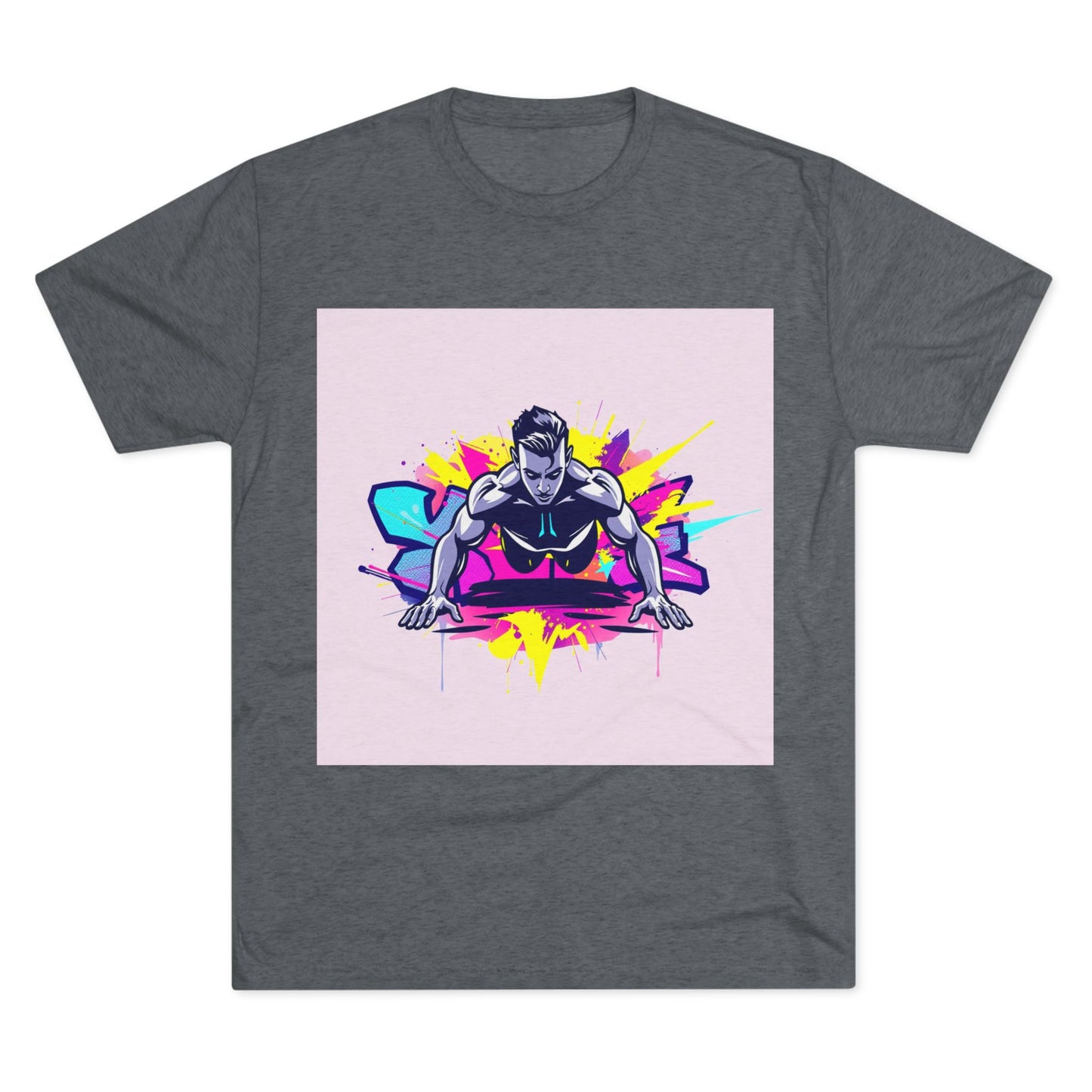Fitness Motivation Tri-Blend Crew Tee - Vibrant Push-Up Design