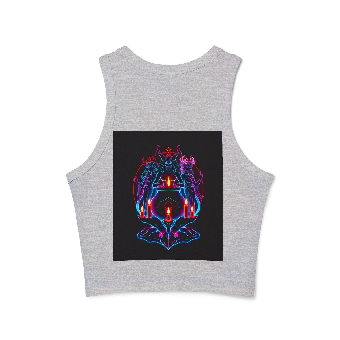 Witchy Neon Cauldron Tank Top - Occult Retro Graphic Racerback