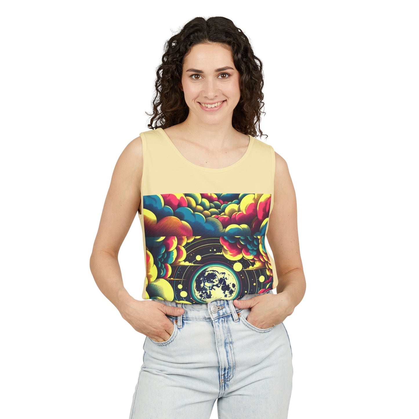Vibrant Art Tank Top, Colorful Summer Tee, Graphic Beachwear, Boho Casual Top, Unique Gift for Art Lovers, Festival Attire