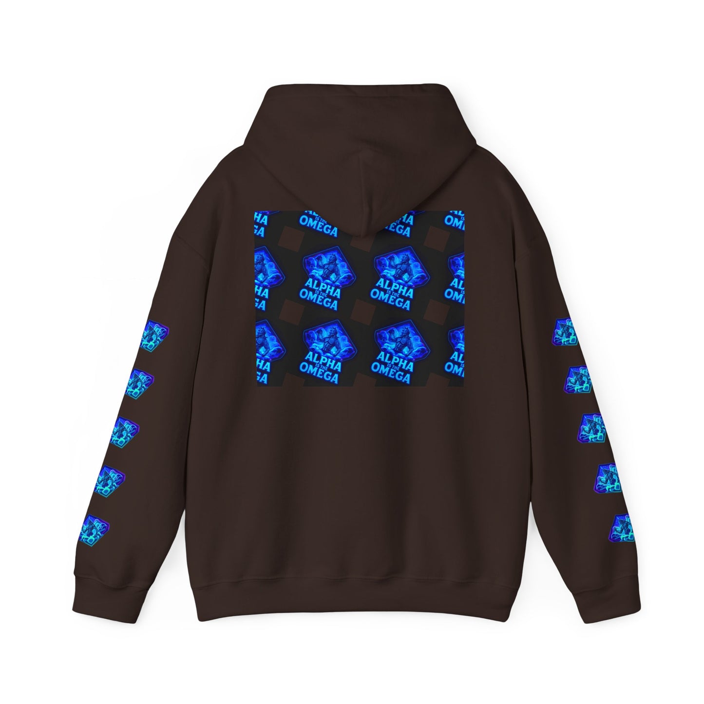 Alpha is the Omega Graphic Hoodie — Blue Retro Logo Pullover