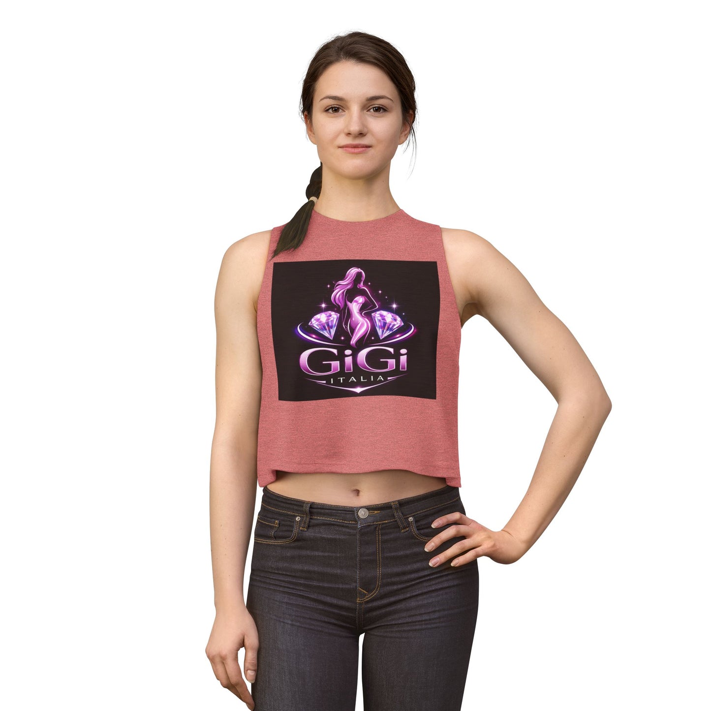 GiGi Italia Crop Top — Pink Glamour Silhouette Graphic