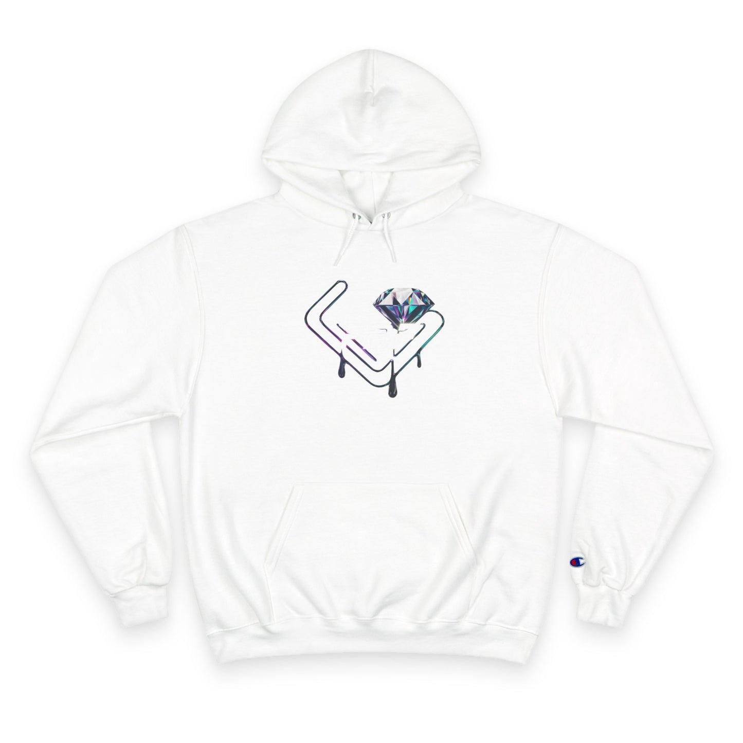 Fbf diamond Champion Hoodie — Dripping Diamond Heart Graphic Pullover