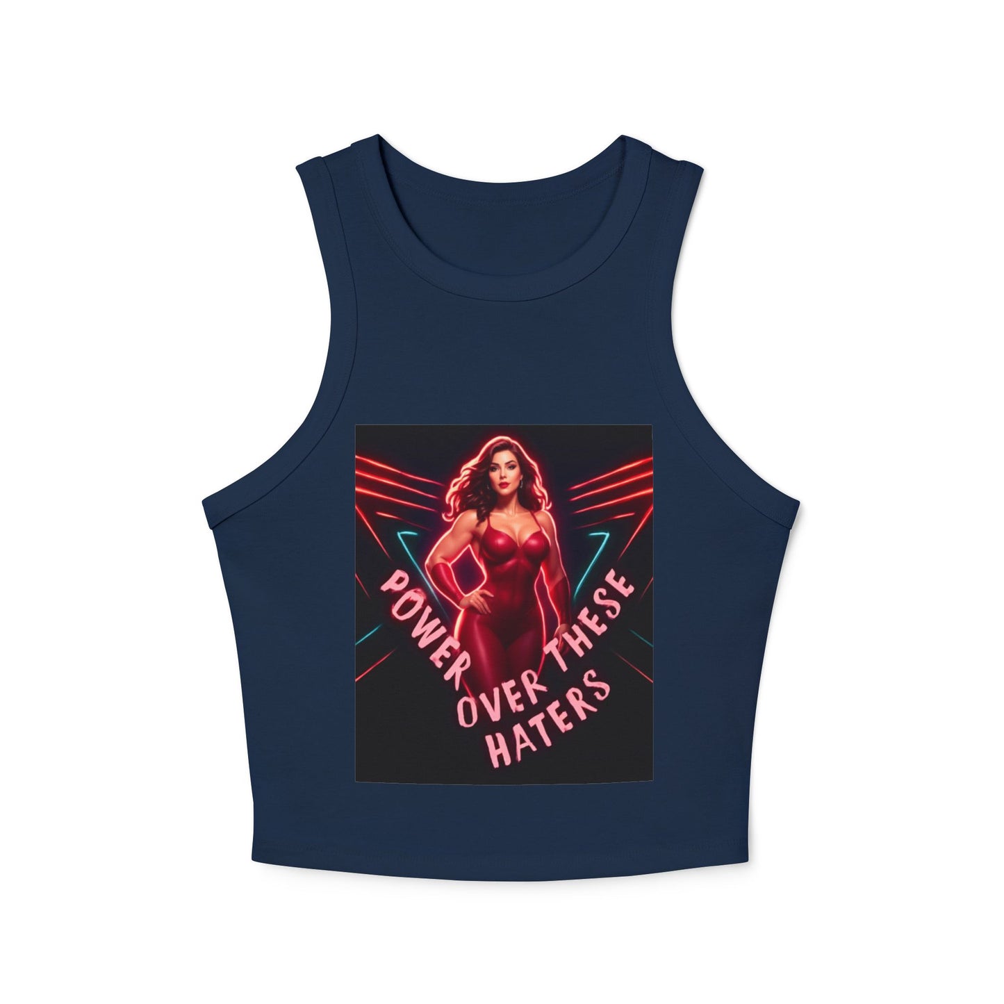 Power Over These Haters Racer Tank Top — FBF Neon Graphic Crop