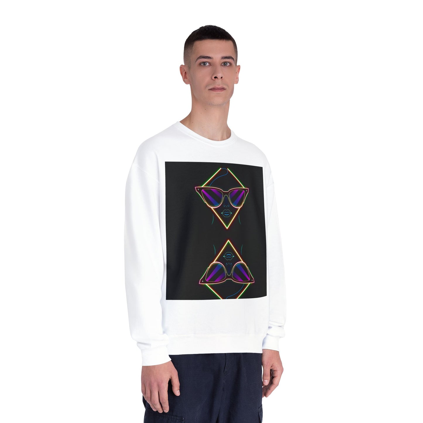 Retro Vibes Crewneck Sweatshirt with Sunglasses Design