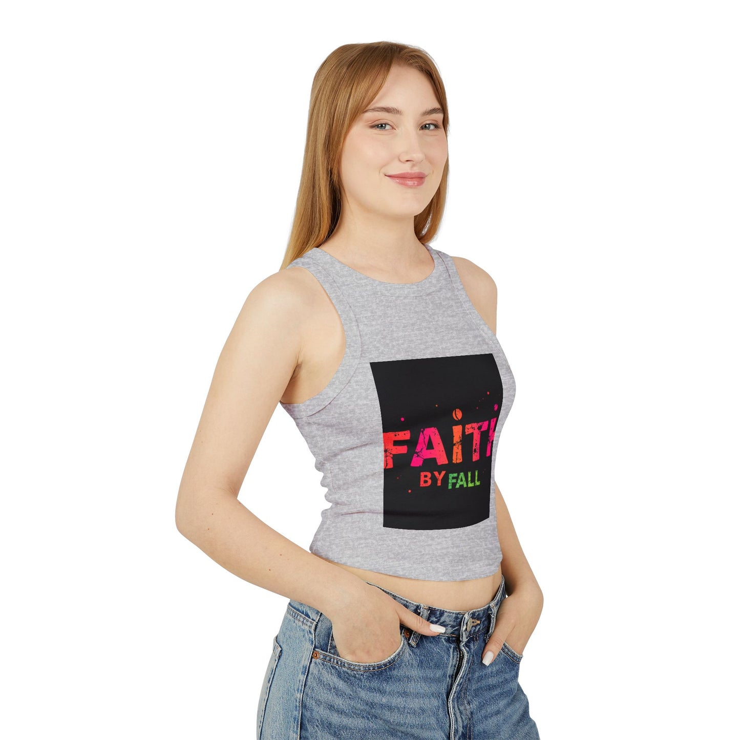 Women's Micro Rib Racer Tank Top - Faith by Fall Design, Casual Summer Wear, Fitness Top, Gift for Her, Trendy Fashion