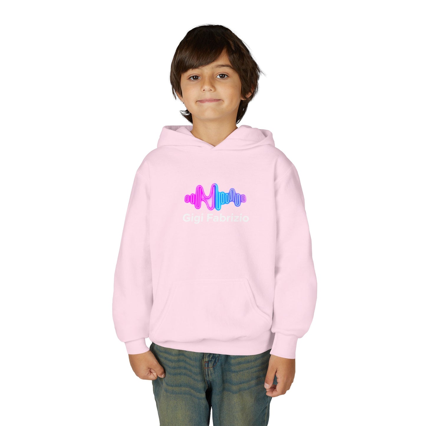 Youth Hoodie with Pastel Soundwave & FBF Back Print – Cute Music Graphic Pullover