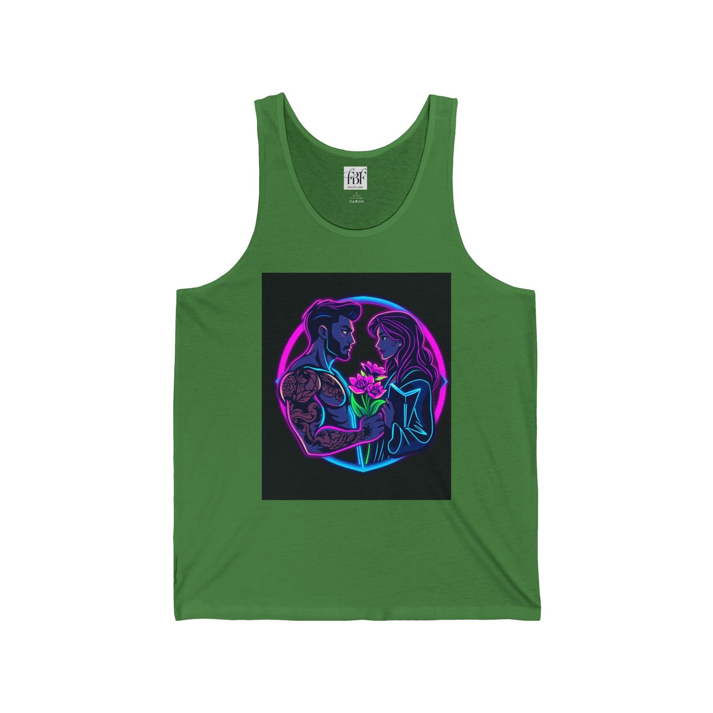 Couples Embrace Jersey Tank - Romantic Floral Design