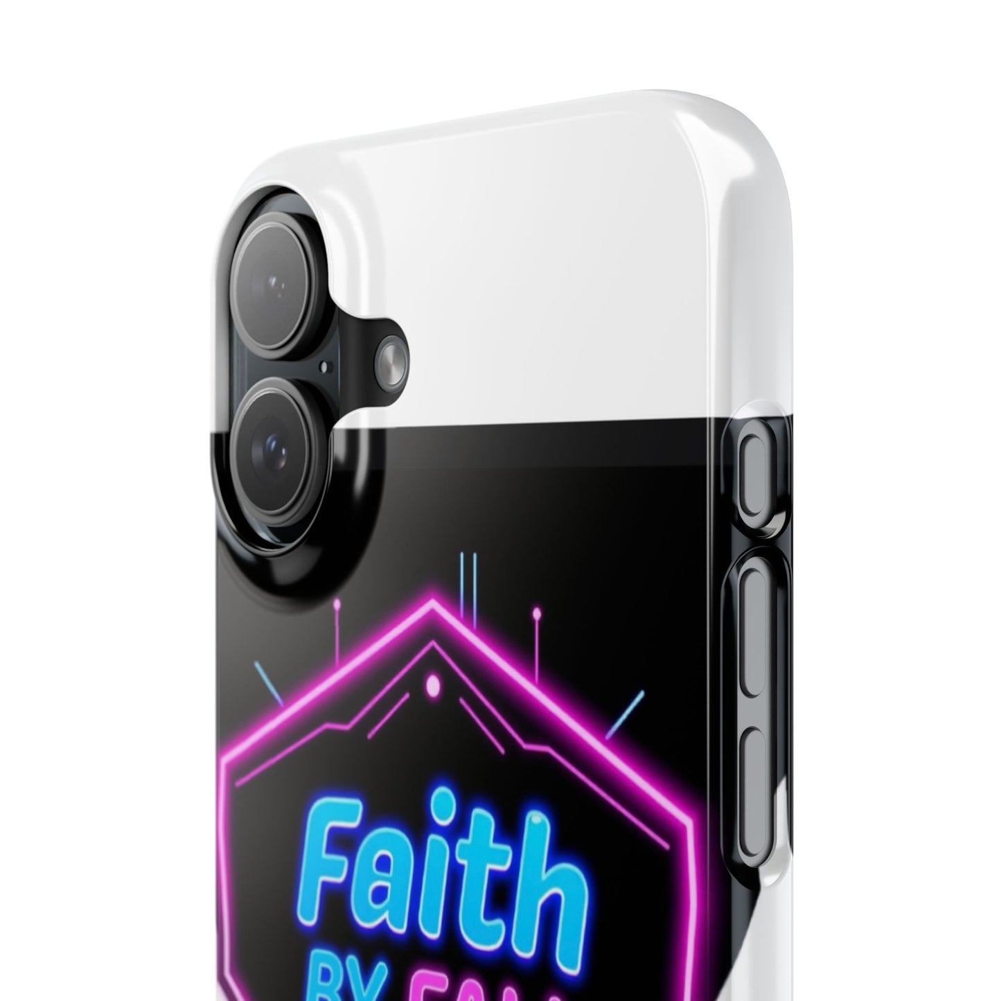 Faith by Fall Slim Phone Case - Neon Design for Tech Enthusiasts