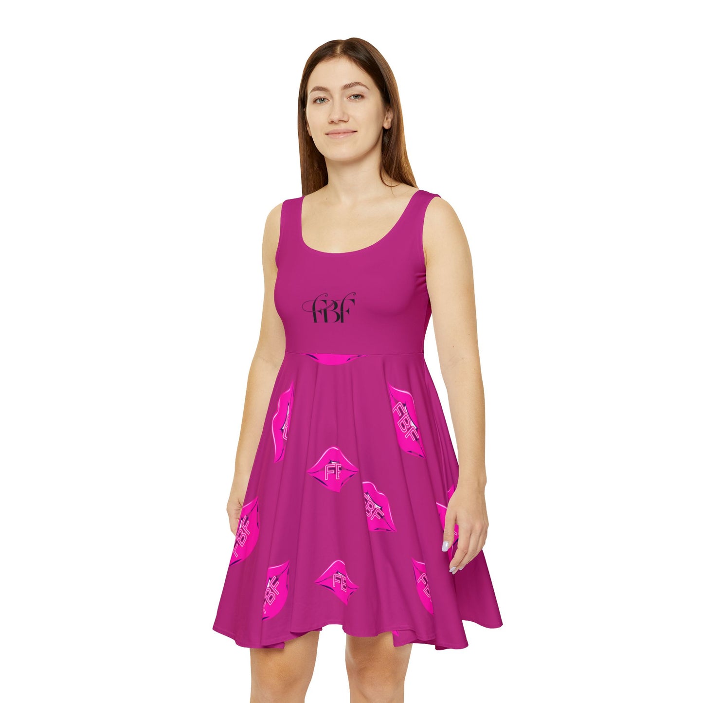 Fabulous Women's Skater Dress, Fun Pink Dress, Casual Summer Dress, Gift for Her, Unique Party Outfit, Playful Flare Dress