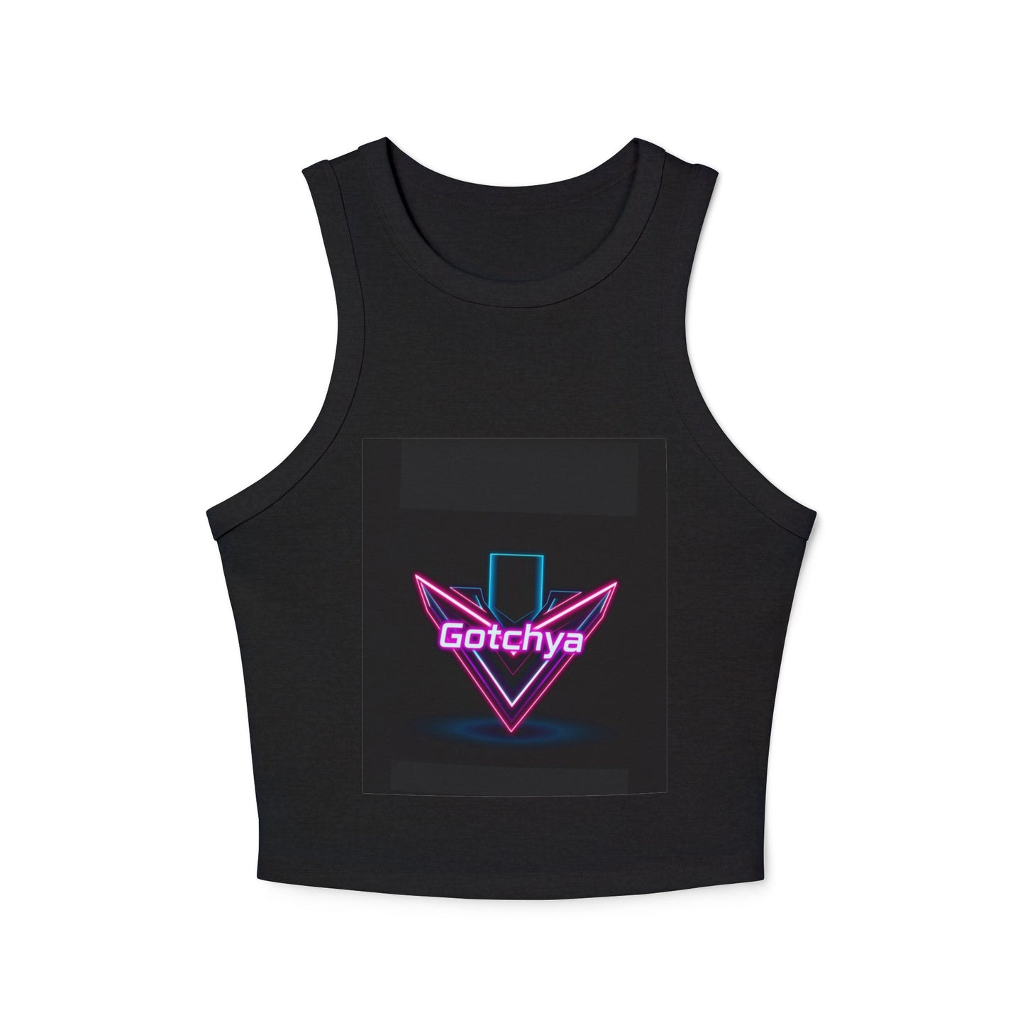 Gotchya Women's Micro Rib Racer Tank Top, Retro Crop Top, Festival Wear, Summer Essential, Workout Shirt, Graphic Tee