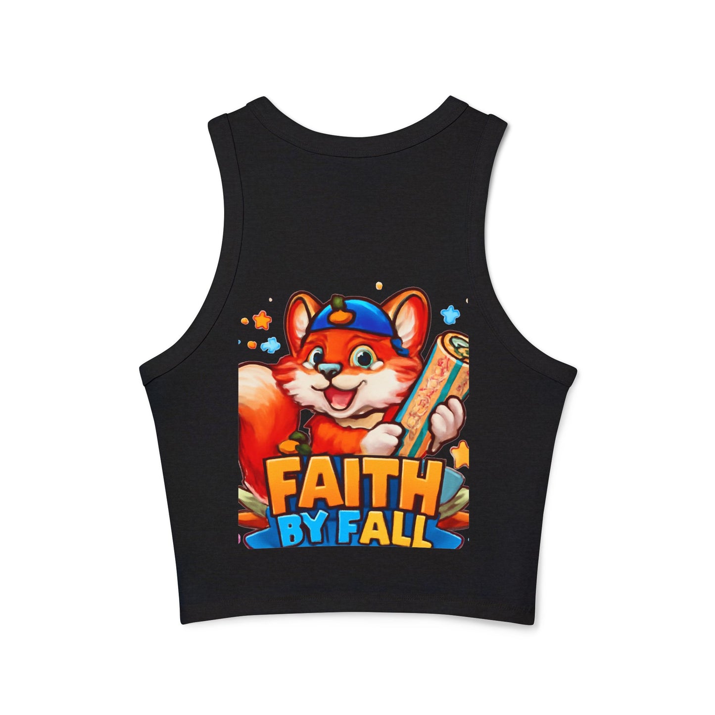 Fox Fabric Designer Tank — “Faith By Fall” Cute Cartoon Fox Racerback Tank Top