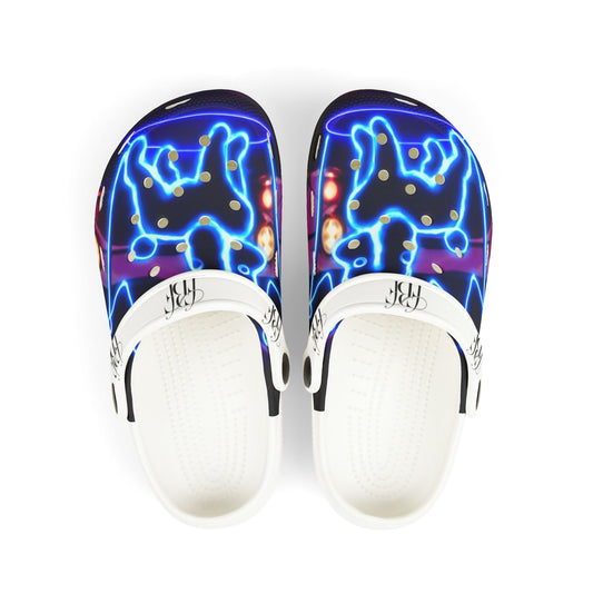 Glow-in-the-Dark Kid's Clogs, Fun Slip-On Footwear for Playdates, Summer, Birthday Gifts, Neon Design Shoes