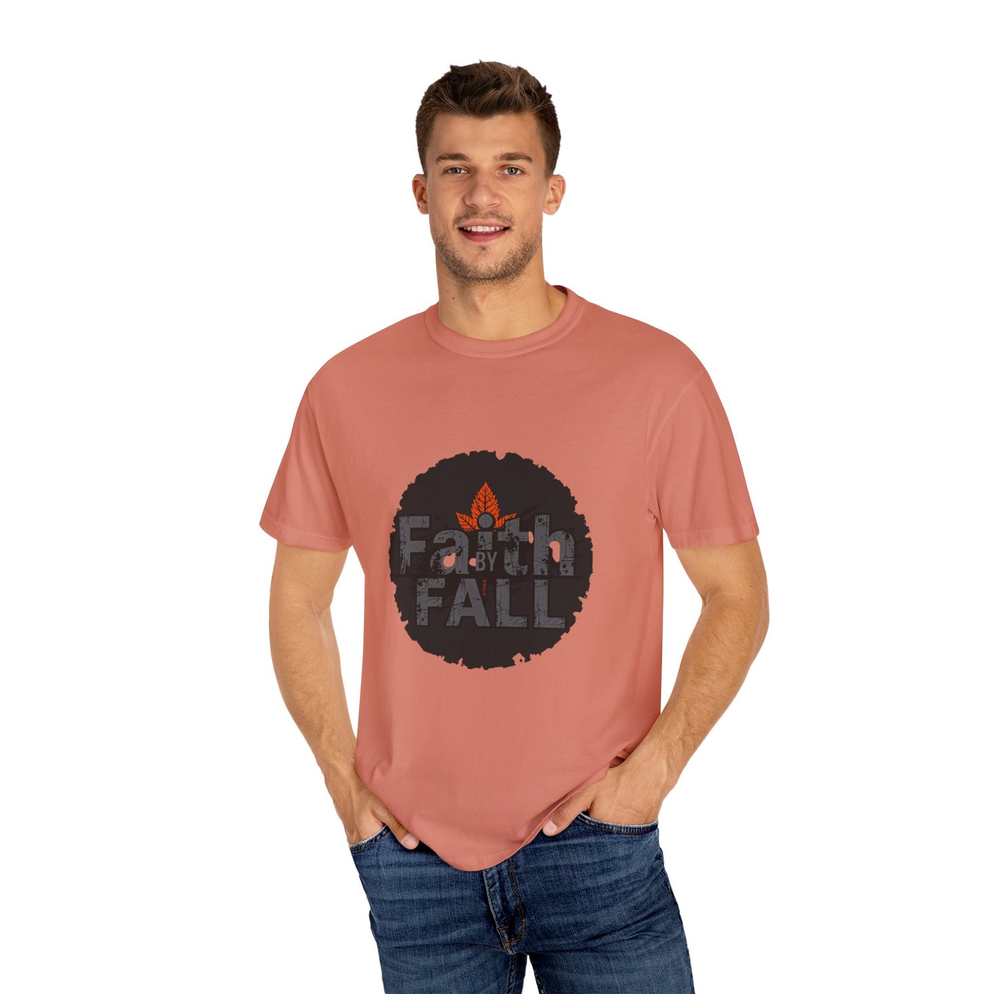 Faith by Fall Unisex Garment-Dyed T-Shirt, Cozy Casual Wear, Autumn Style Top, Inspirational Tee, Fall Fashion, Gift for Him/Her