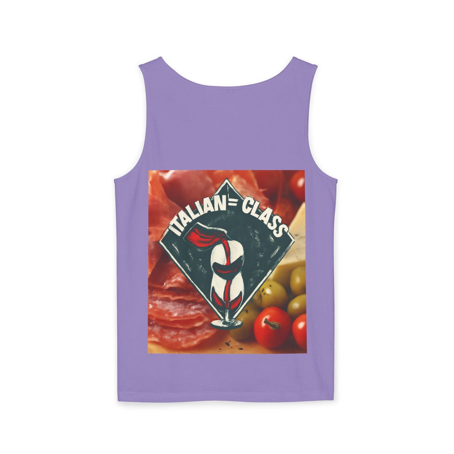 Italian Class Unisex Garment-Dyed Tank Top, Casual Summer Wear, Italian Heritage Gift, Foodie Apparel, Vacation Top