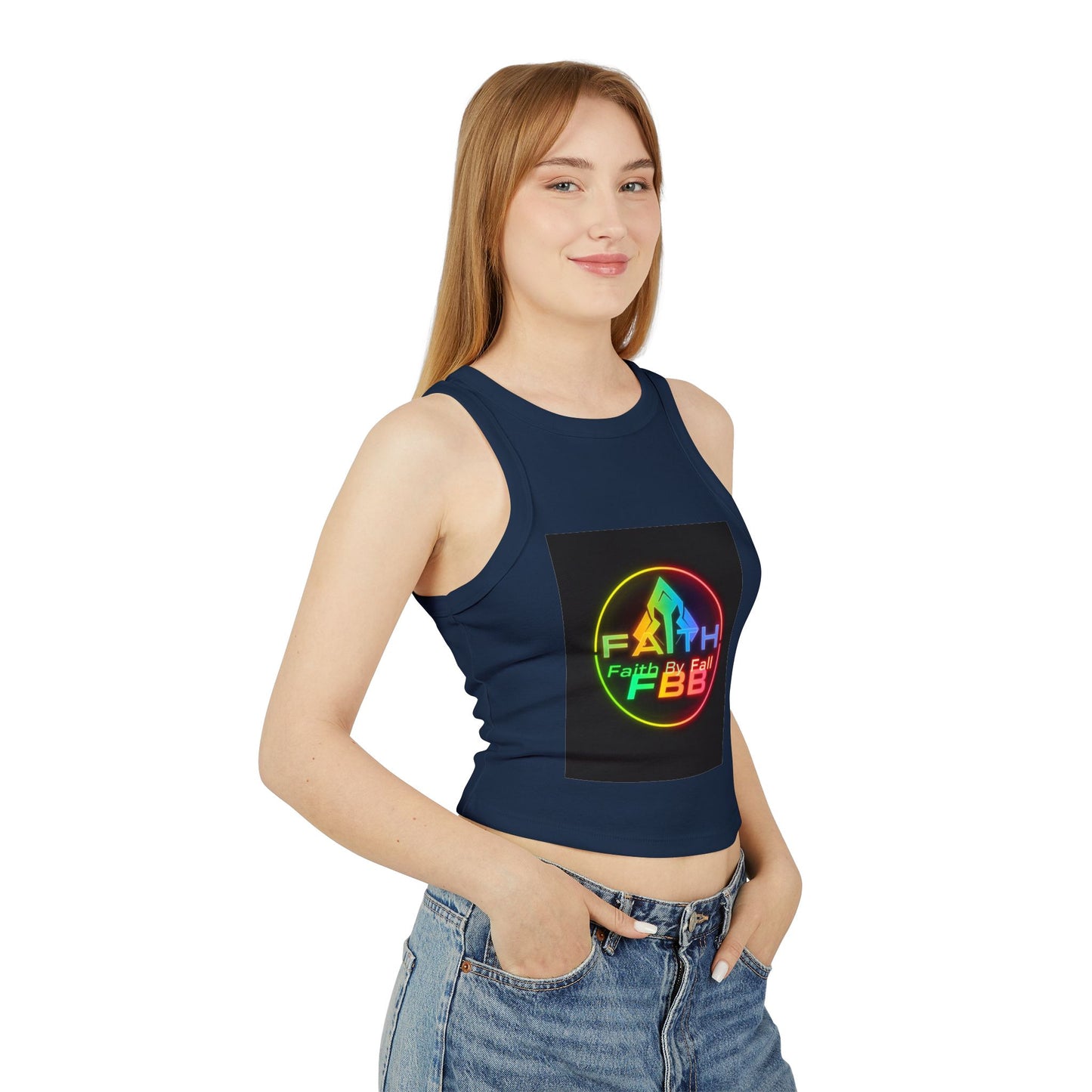 Faith by Fall Racer Tank Top - Stylish Summer Crop Top, Casual Wear, Inspirational Gift, Festival Outfit, Workout Top