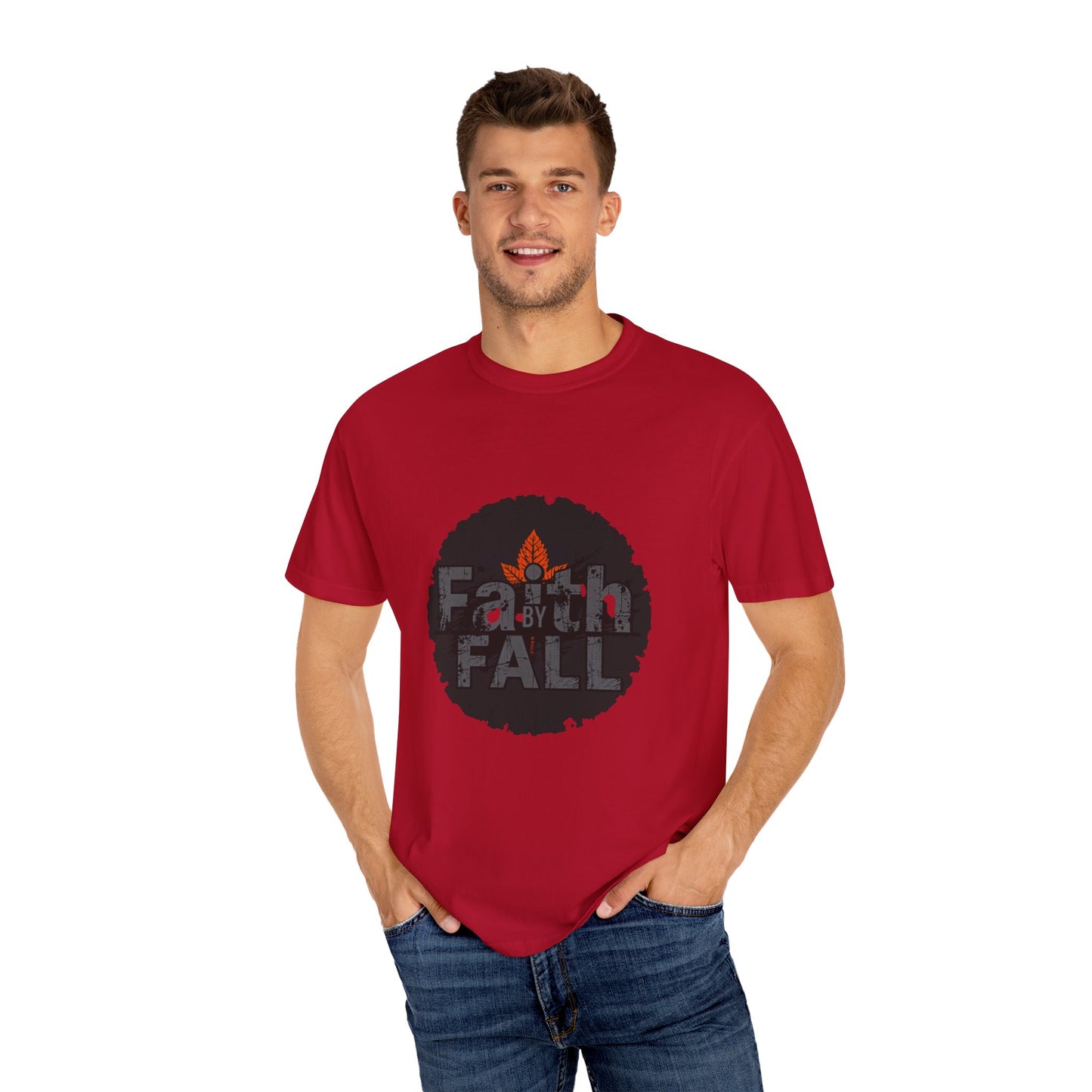 Faith by Fall Unisex Garment-Dyed T-Shirt, Cozy Casual Wear, Autumn Style Top, Inspirational Tee, Fall Fashion, Gift for Him/Her