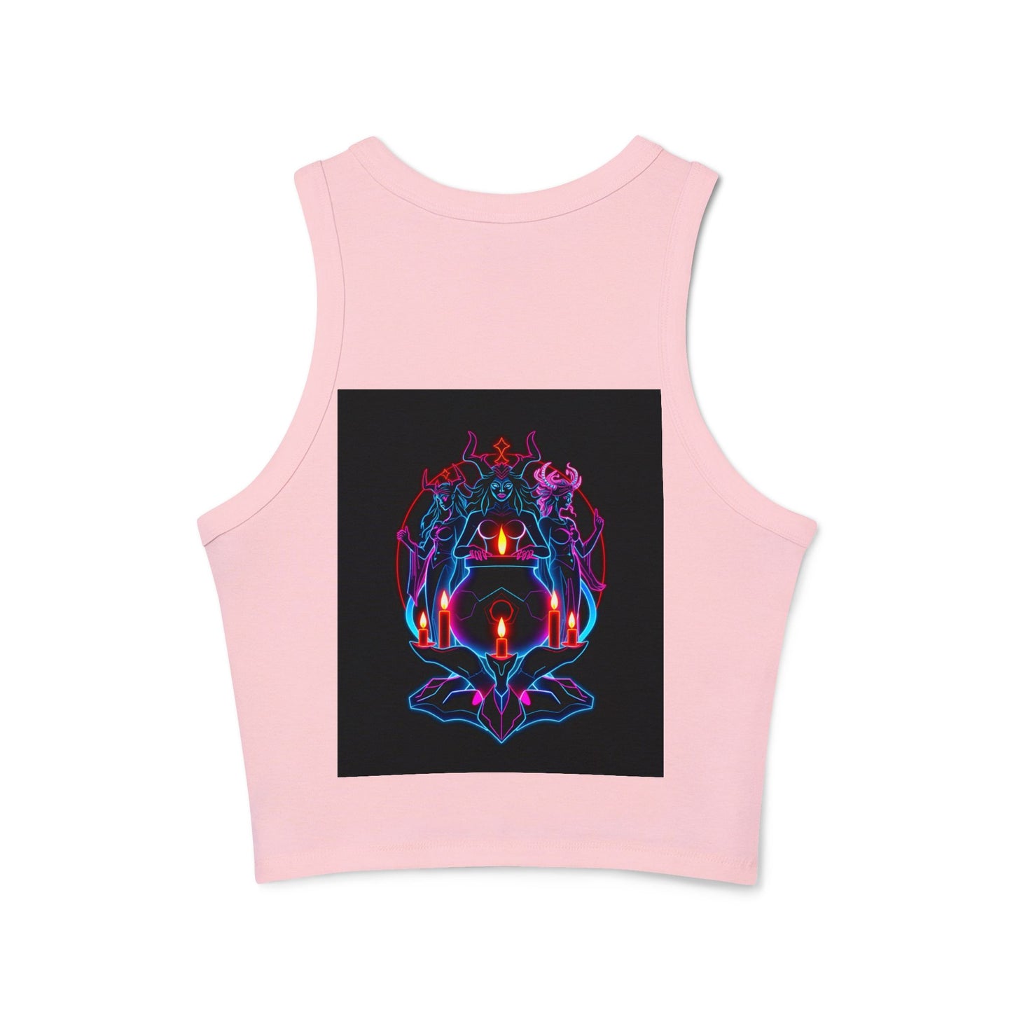 Witchy Neon Cauldron Tank Top - Occult Retro Graphic Racerback
