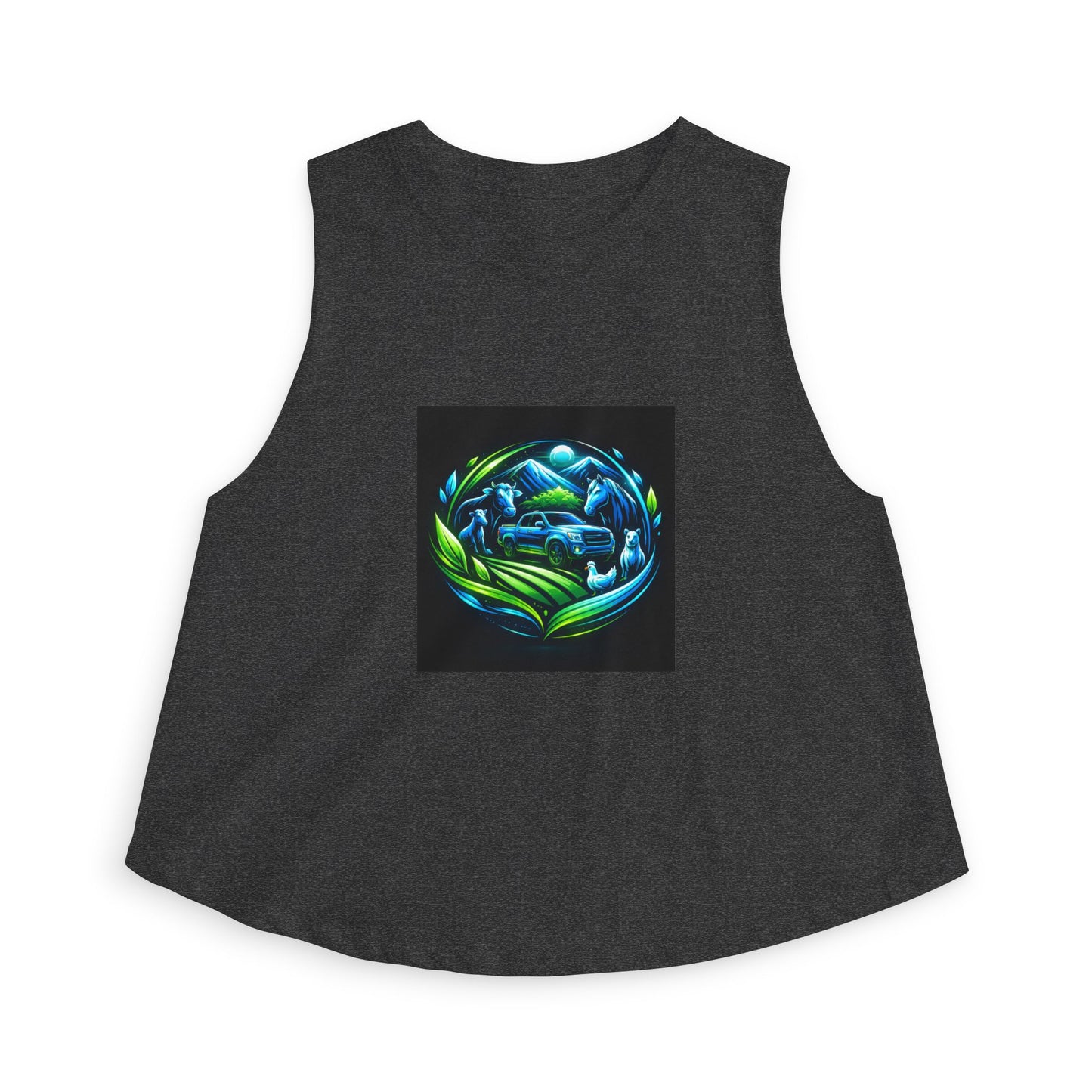 Crop Top — Blue Green Ocean Turtle Art
