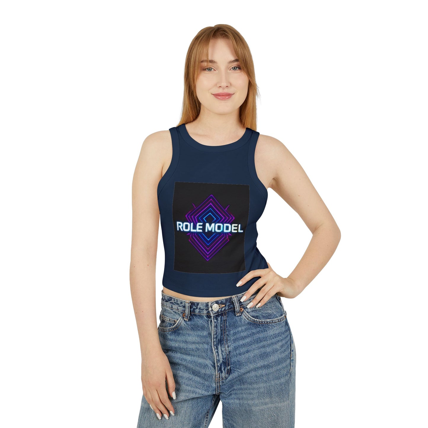 Trendy Women's Micro Rib Racer Tank Top with Role Model Print, Fashionable Fitness Wear, Gift for Her, Summer Essential, Casual Chic, [...]