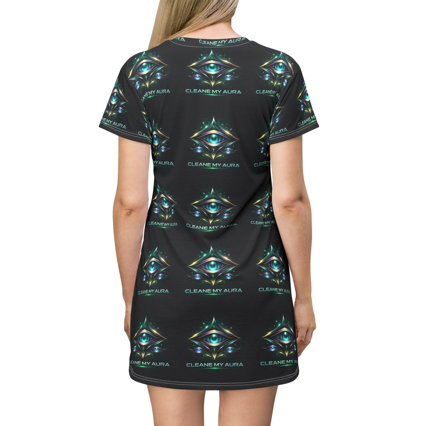 Mystic Eye T-Shirt Dress — "Cleanse My Aura" All-Over Print