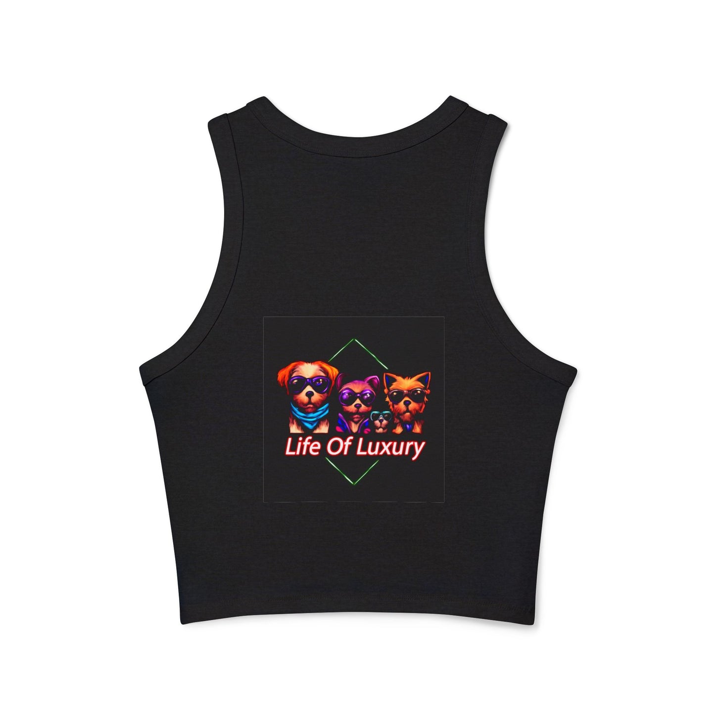 Life Of Luxury Dog-Themed Women's Micro Rib Racer Tank Top, Cute Pet Lover Apparel, Summer Fashion, Gift for Dog Moms, Casual Outfit