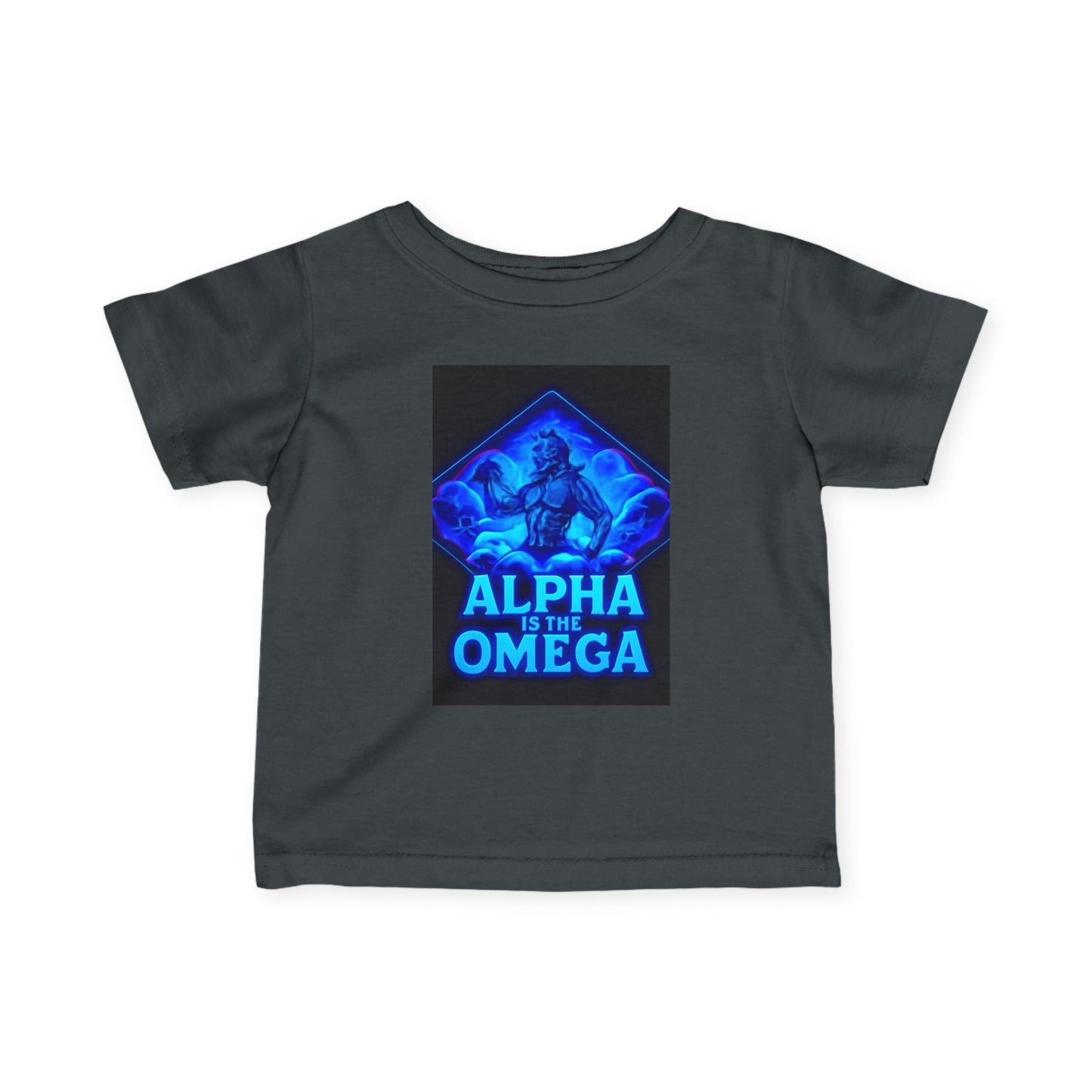 Infant Tee — "Alpha Is the Omega" Neon Christian Baby Shirt