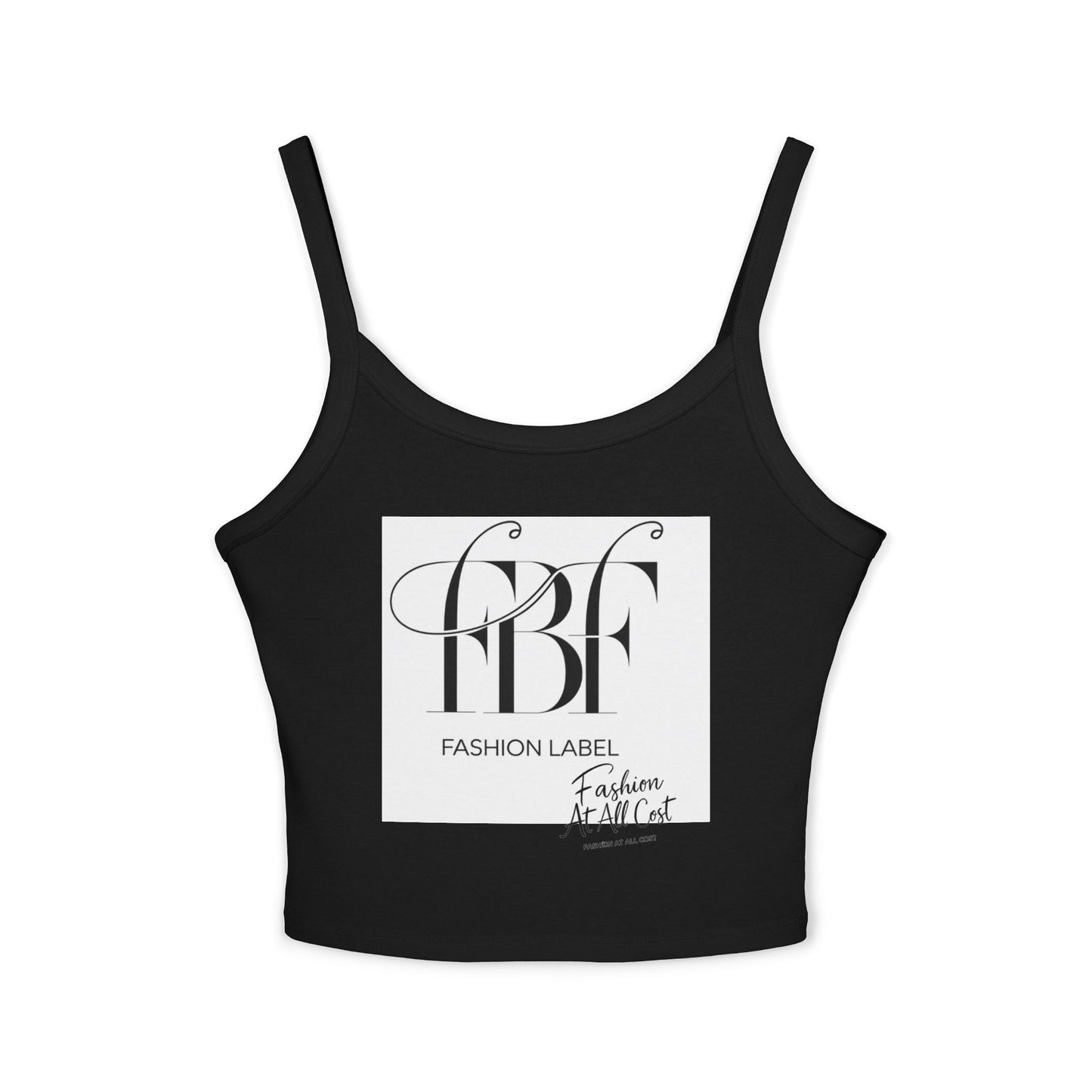 Chic Spaghetti Strap Tank Top - Fashion Label Graphic