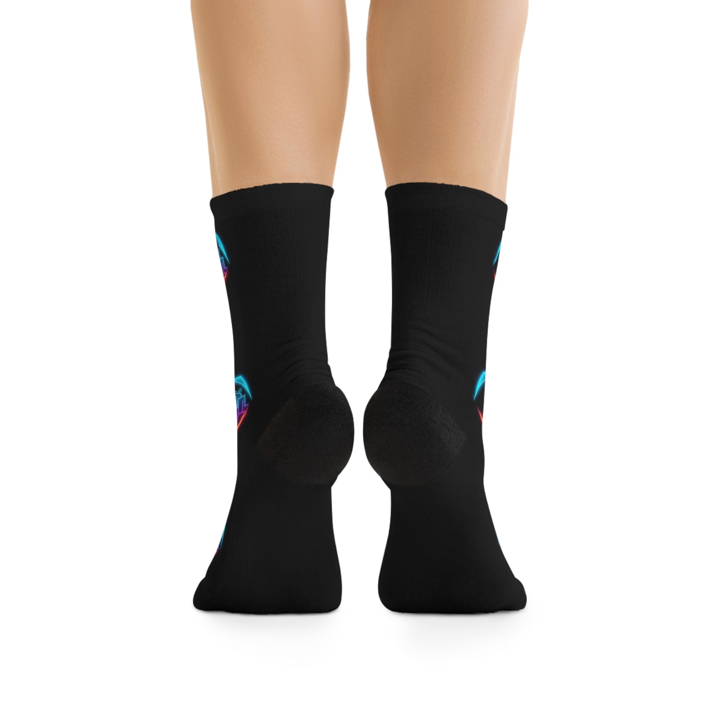 Neon Mermaid Heart Socks — Recycled Poly Crew Socks