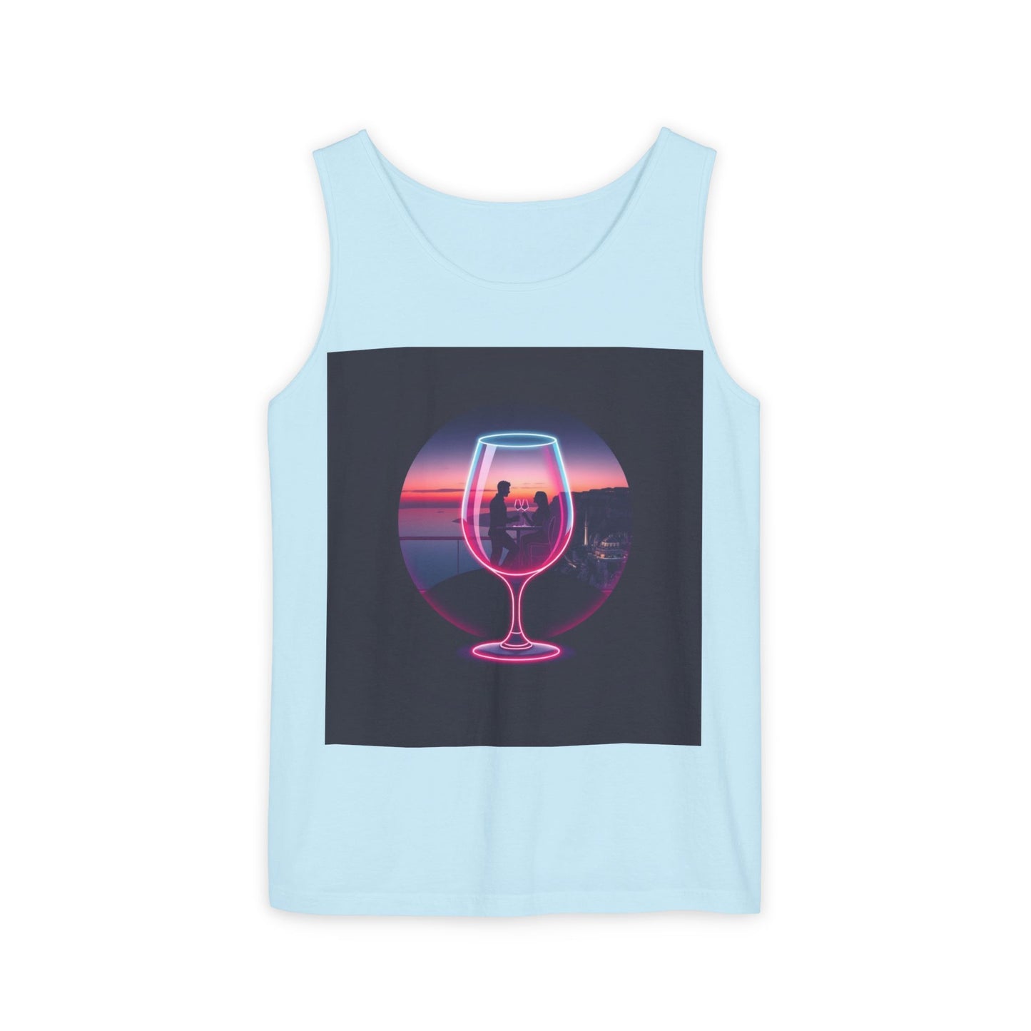 Sunset Vibes Tank Top, Casual Summer Wear, Beach Apparel, Wine Lover Gift, Travel Fashion