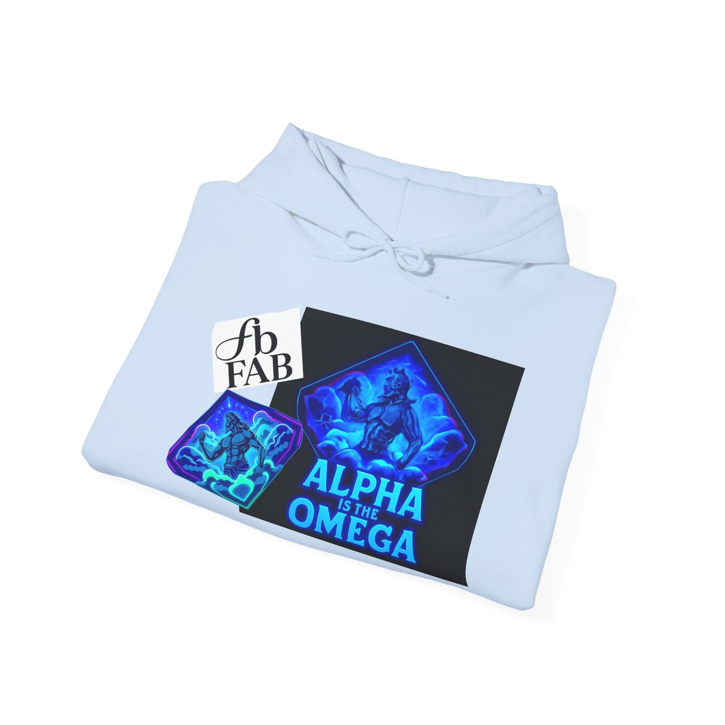 Alpha is the Omega Graphic Hoodie — Blue Retro Logo Pullover