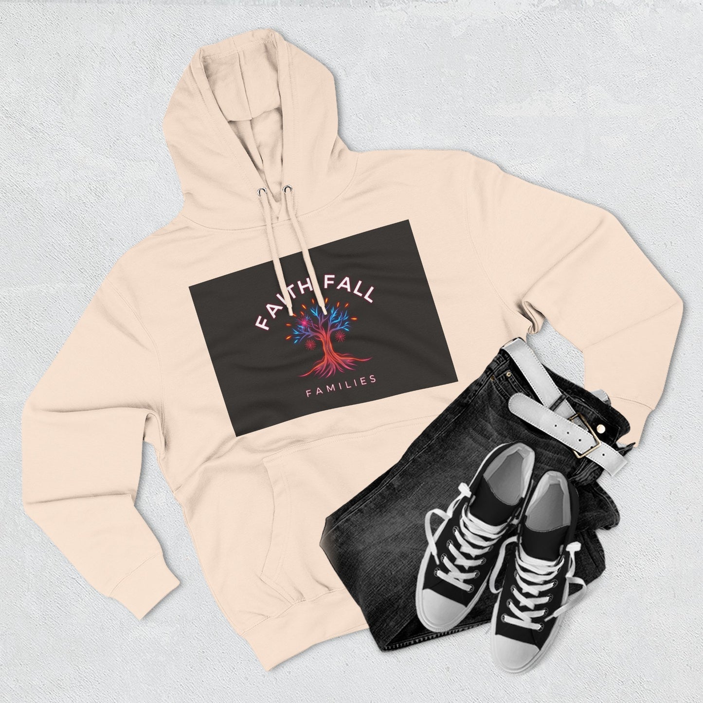 Faith Fall Families Fleece Hoodie, Gift for Faithful Friends, Cozy Layer, Casual Wear, Fall Fashion, Trendy Outfits, Family Gatherings