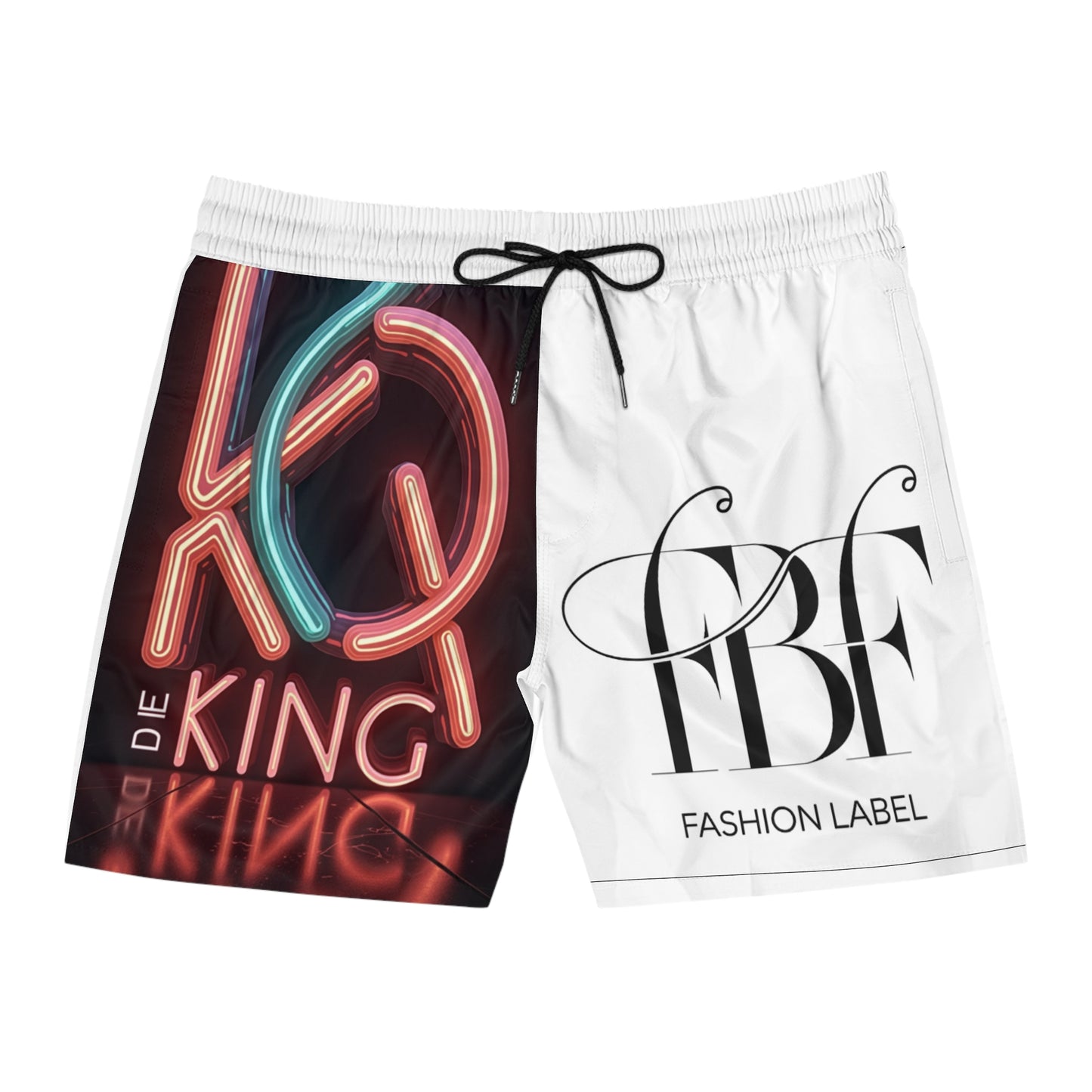 Neon 'King' Men's Mid-Length Swim Shorts - Stylish Beachwear for Summer Fun